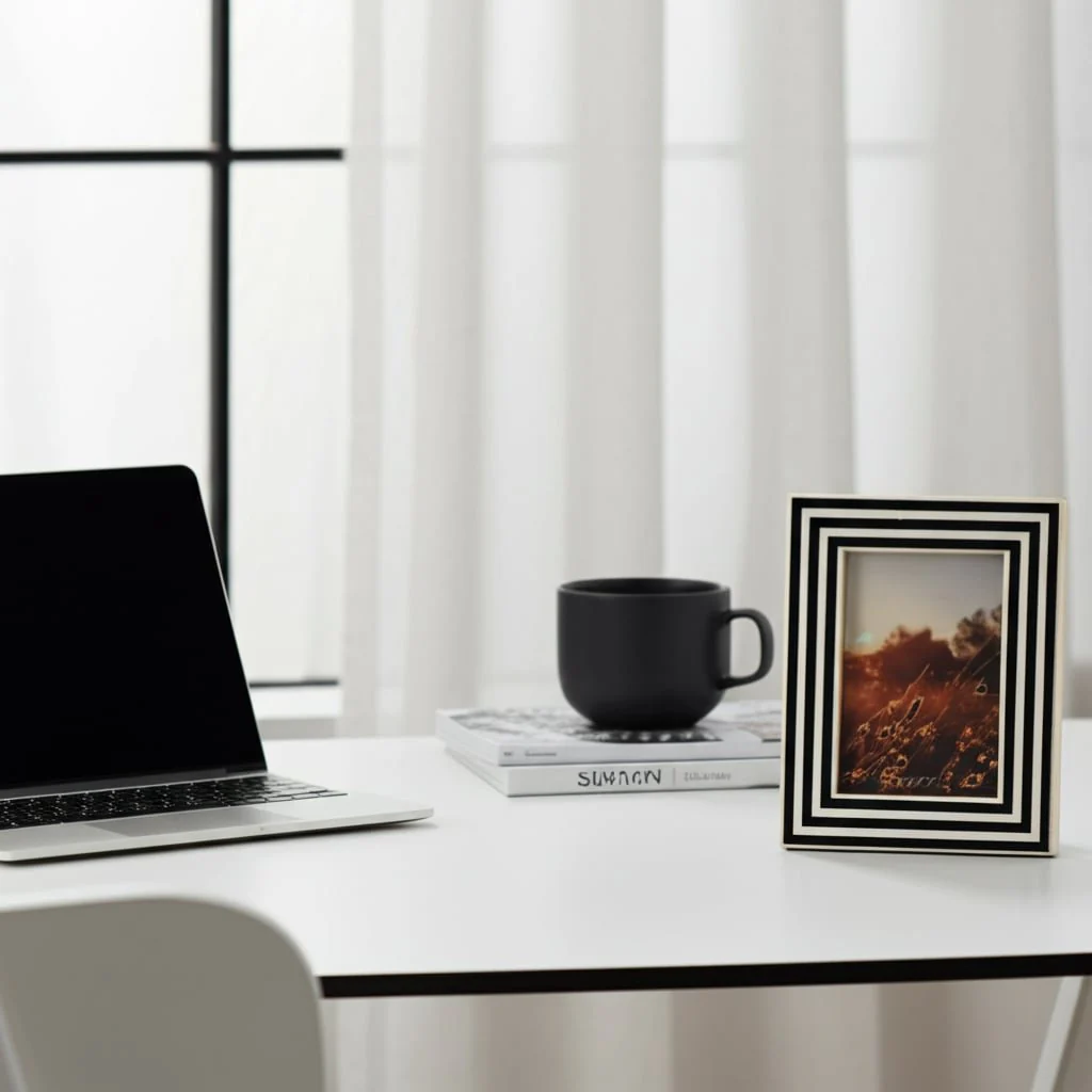 Resin,4x6 Dimensional Lines Photo Frame,blk/white - Image 9
