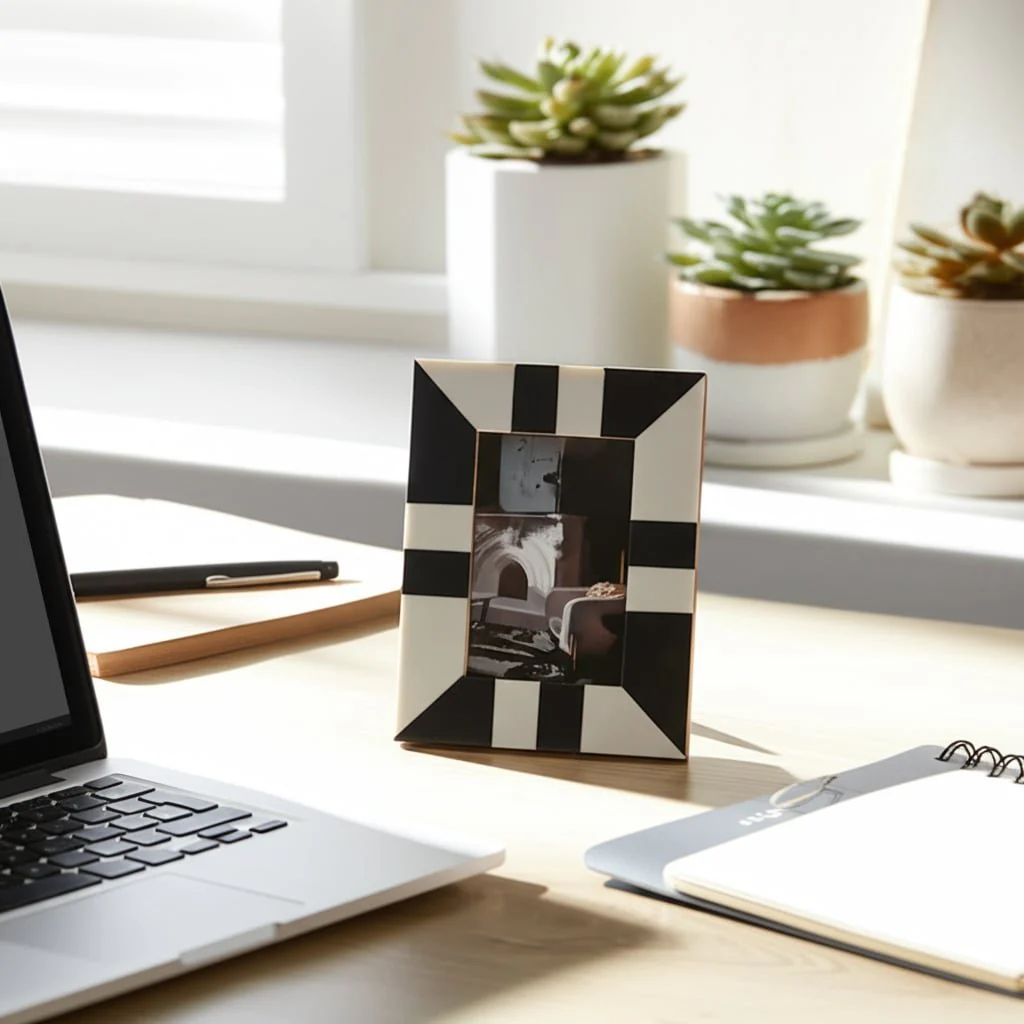 Resin, 4x6 Geometric Photo Frame, Black/white - Image 10