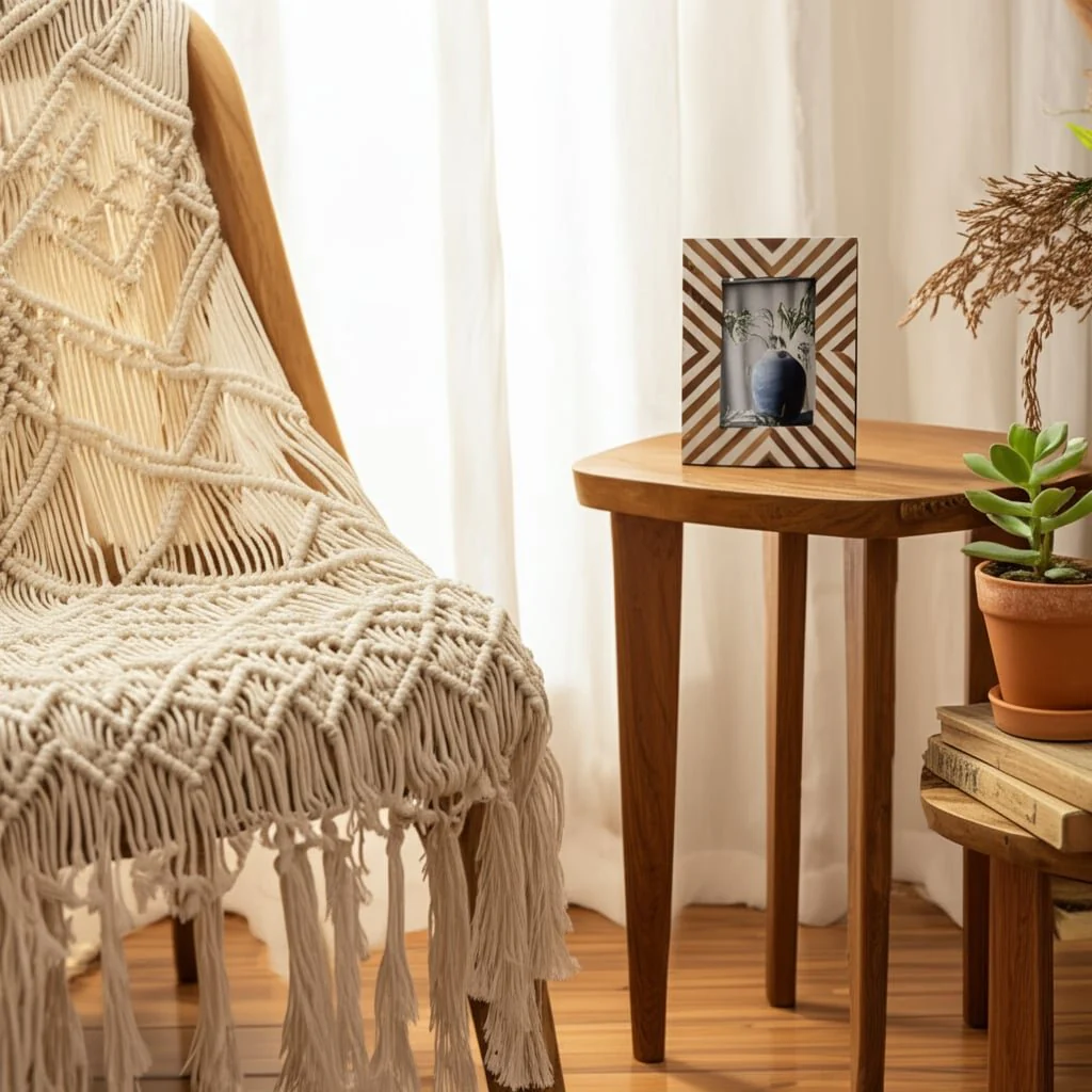 Resin,4x6 Herringbone Lines Photo Frame,white/wood - Image 10