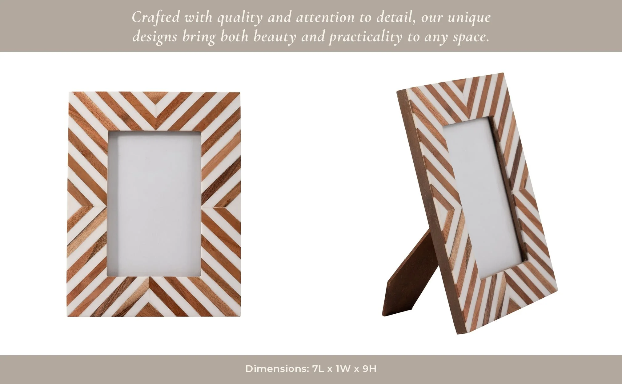 Resin,4x6 Herringbone Lines Photo Frame,white/wood - Image 11