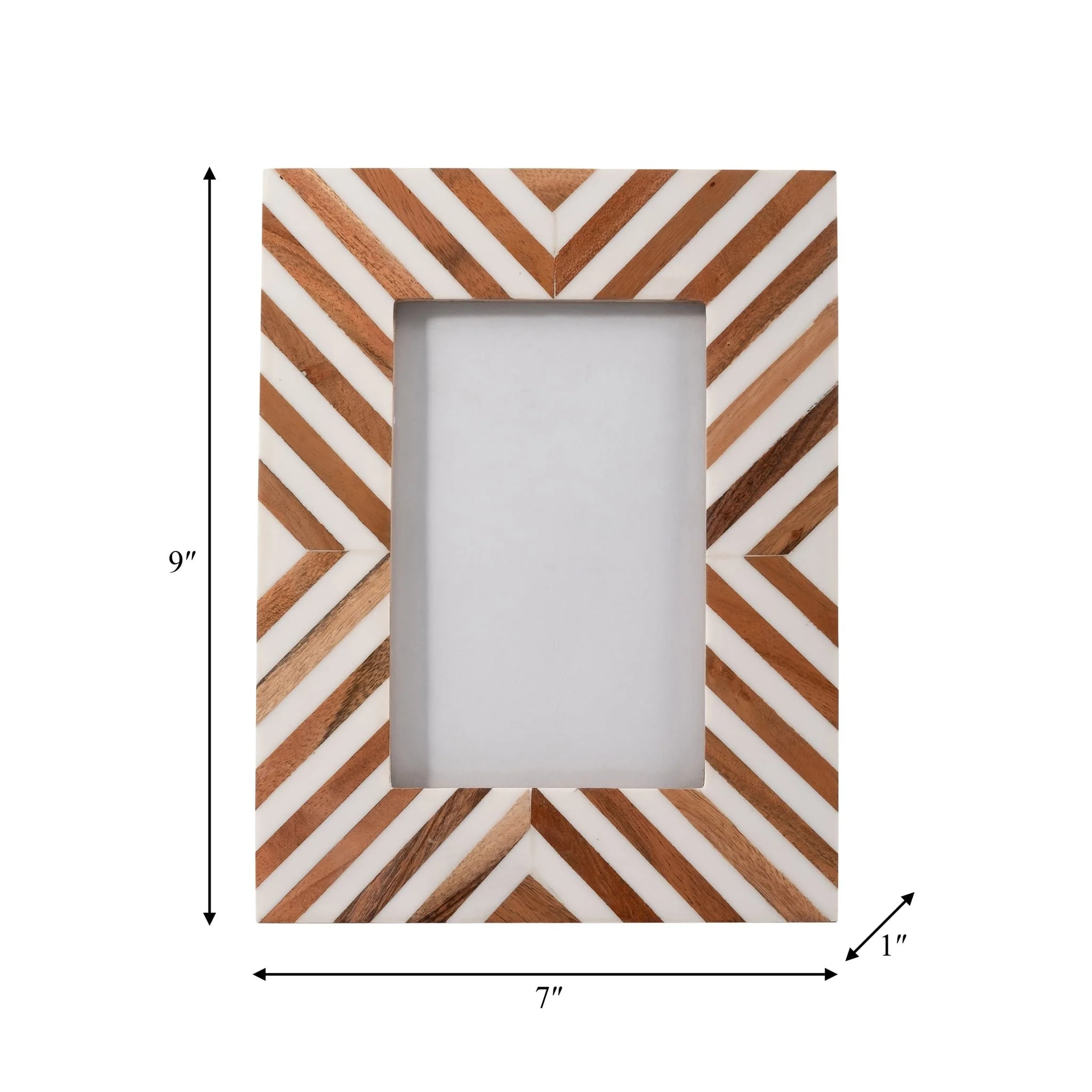 Resin,4x6 Herringbone Lines Photo Frame,white/wood - Image 6