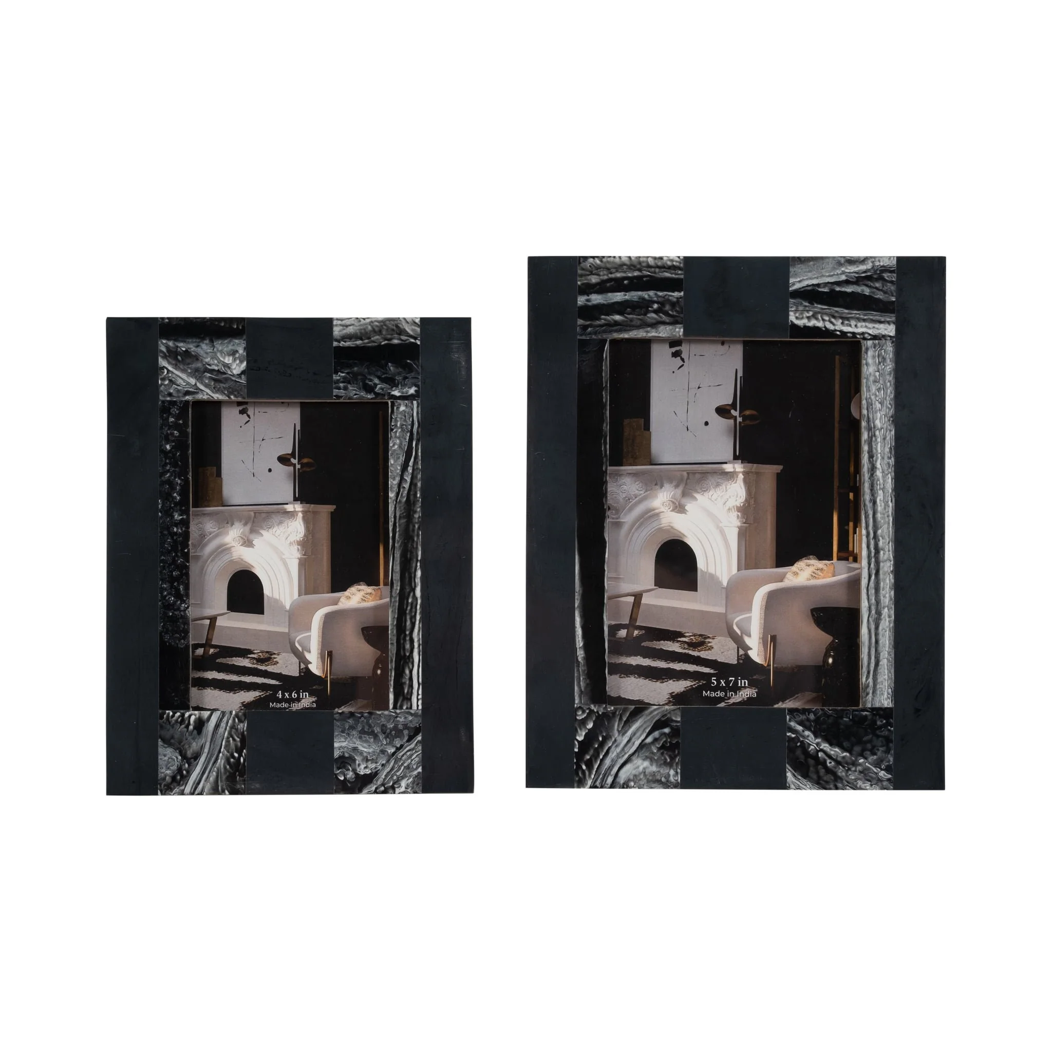 Resin, 4x6 Marbled Photo Frame, Black - Image 6