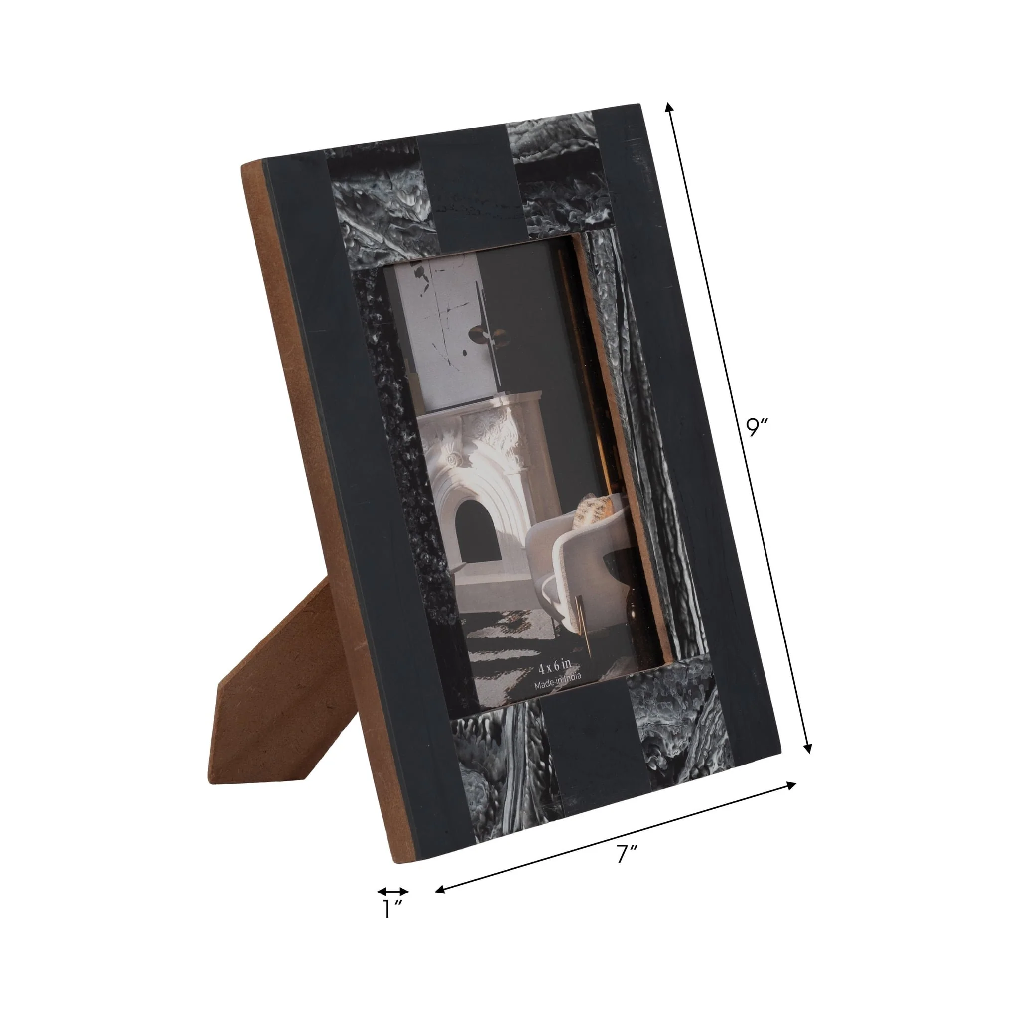 Resin, 4x6 Marbled Photo Frame, Black - Image 7