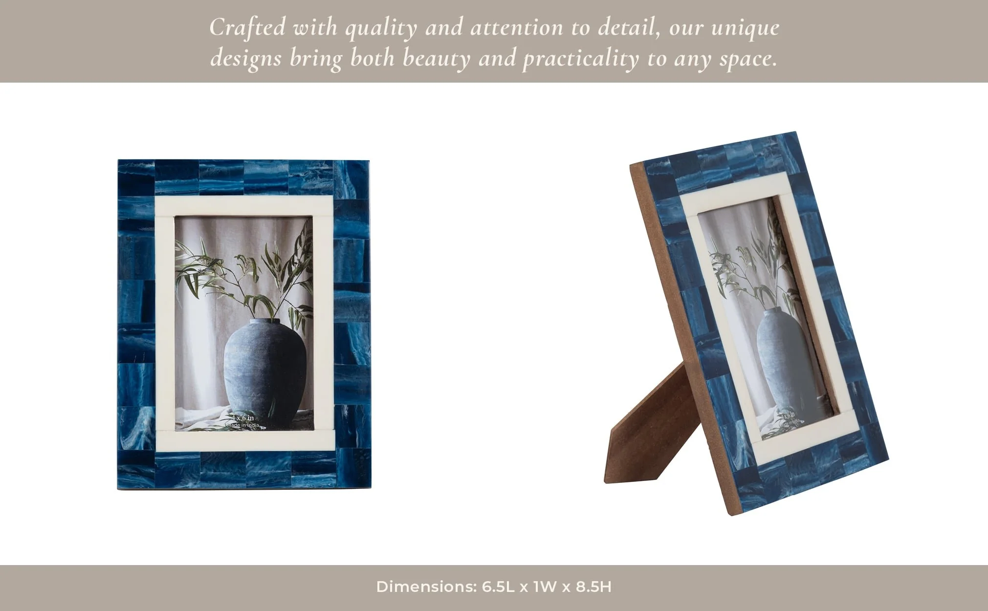 Resin, 4x6 Navy & White Border Photo Frame, Navy/w - Image 11