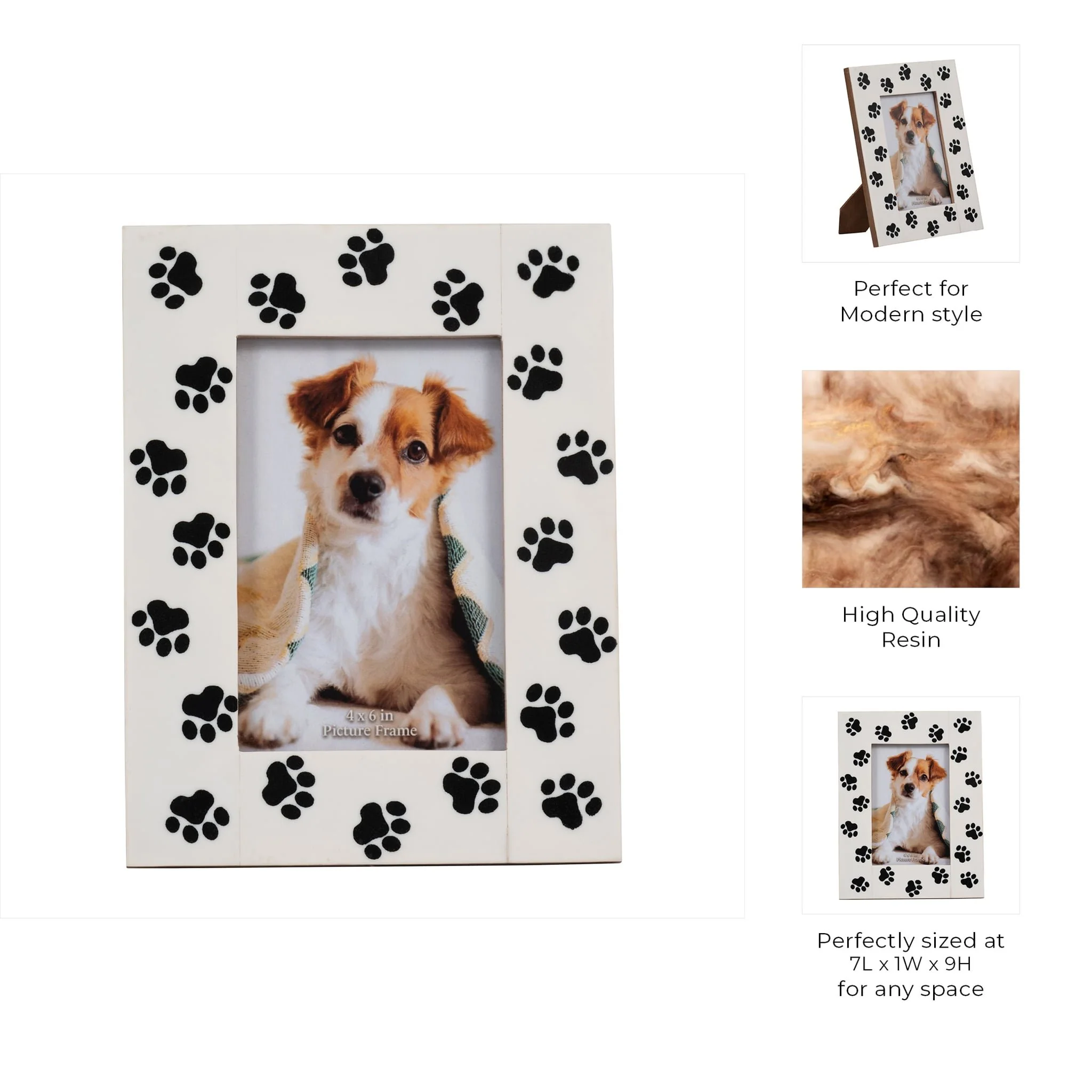 Resin, 4x6 Paw Prints Photo Frame, Black/white - Image 7