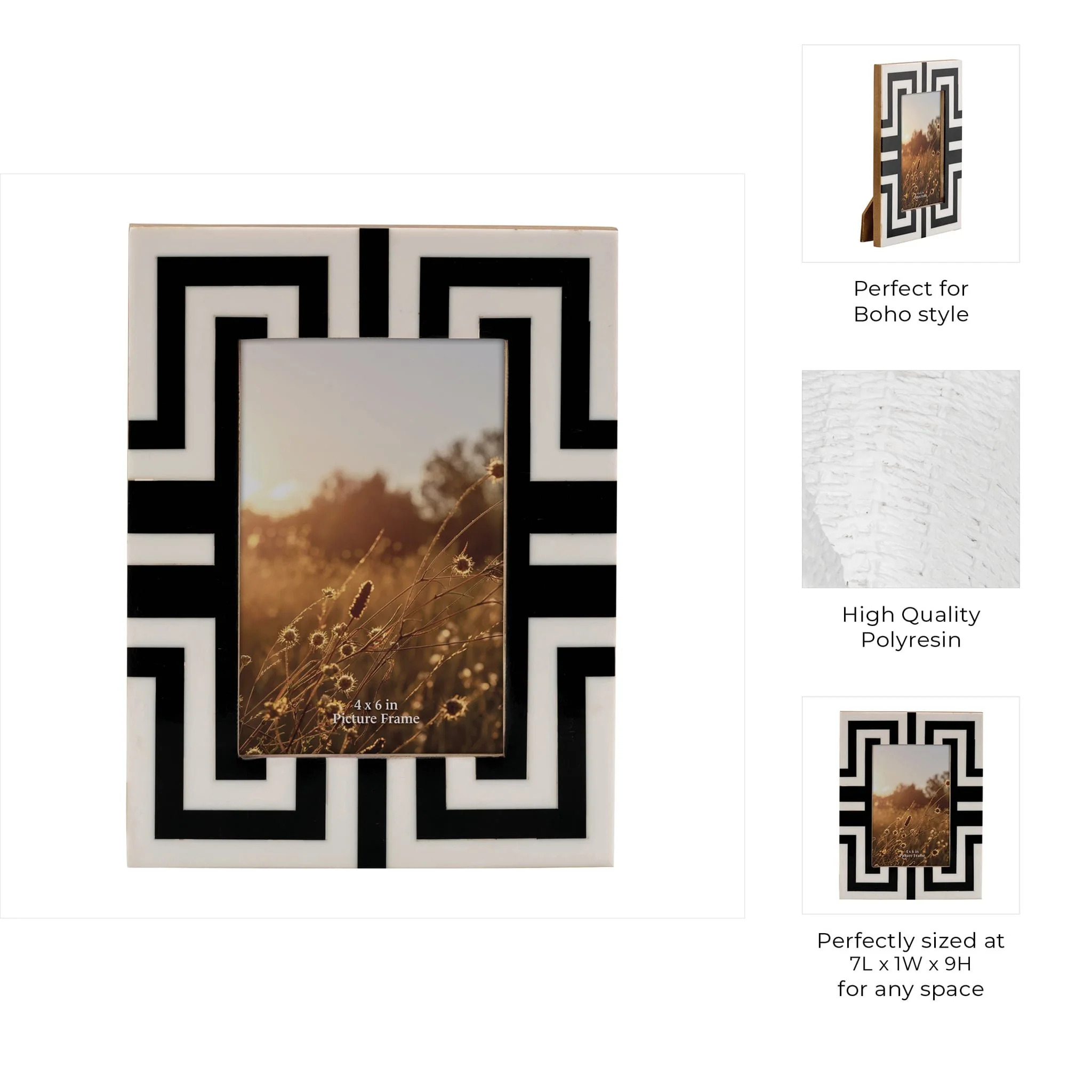 Resin, 4x6  Photo Frame, Black/white - Image 7