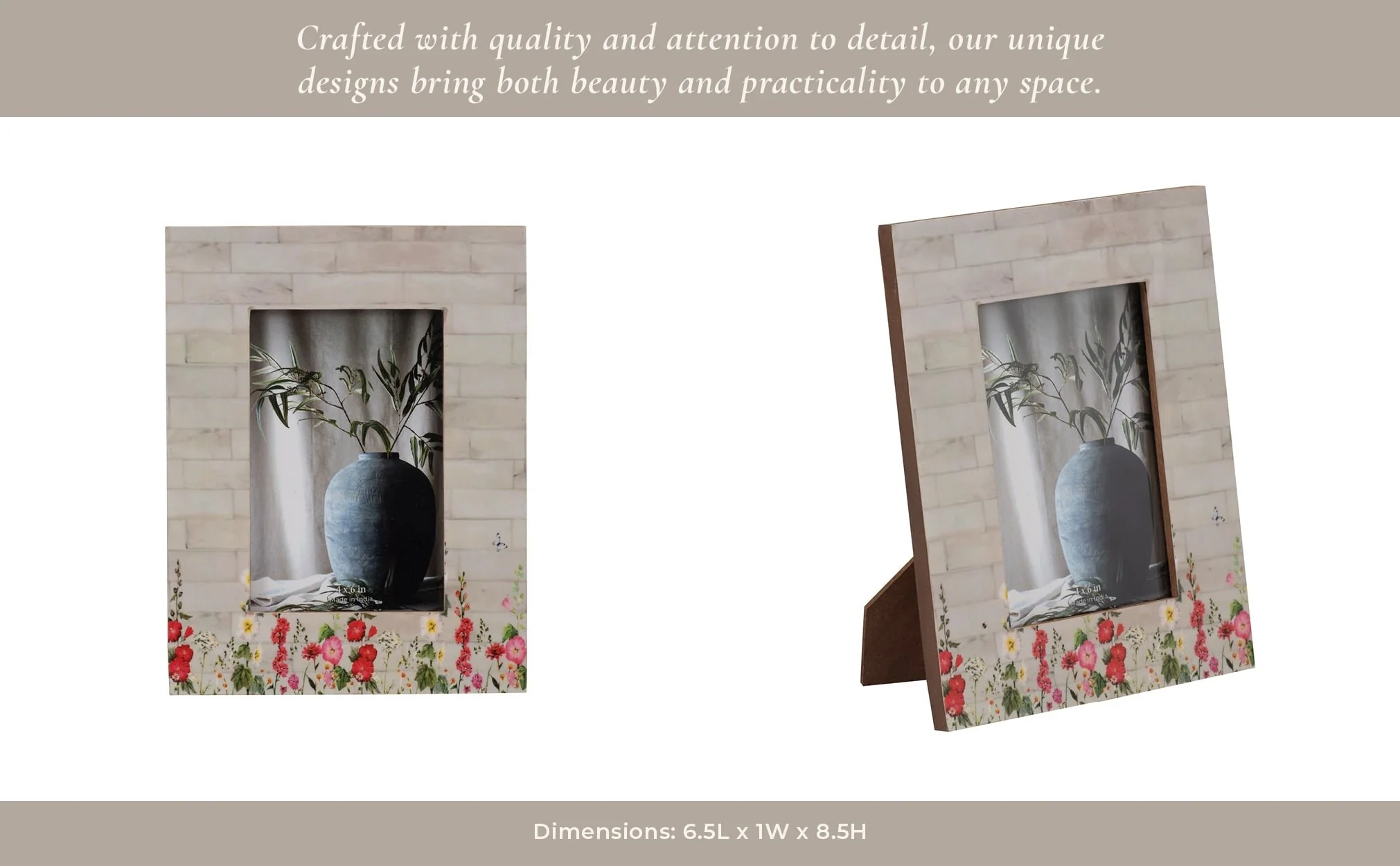 Resin, 4x6 Pink Flower Field Photo Frame, Multi - Image 15