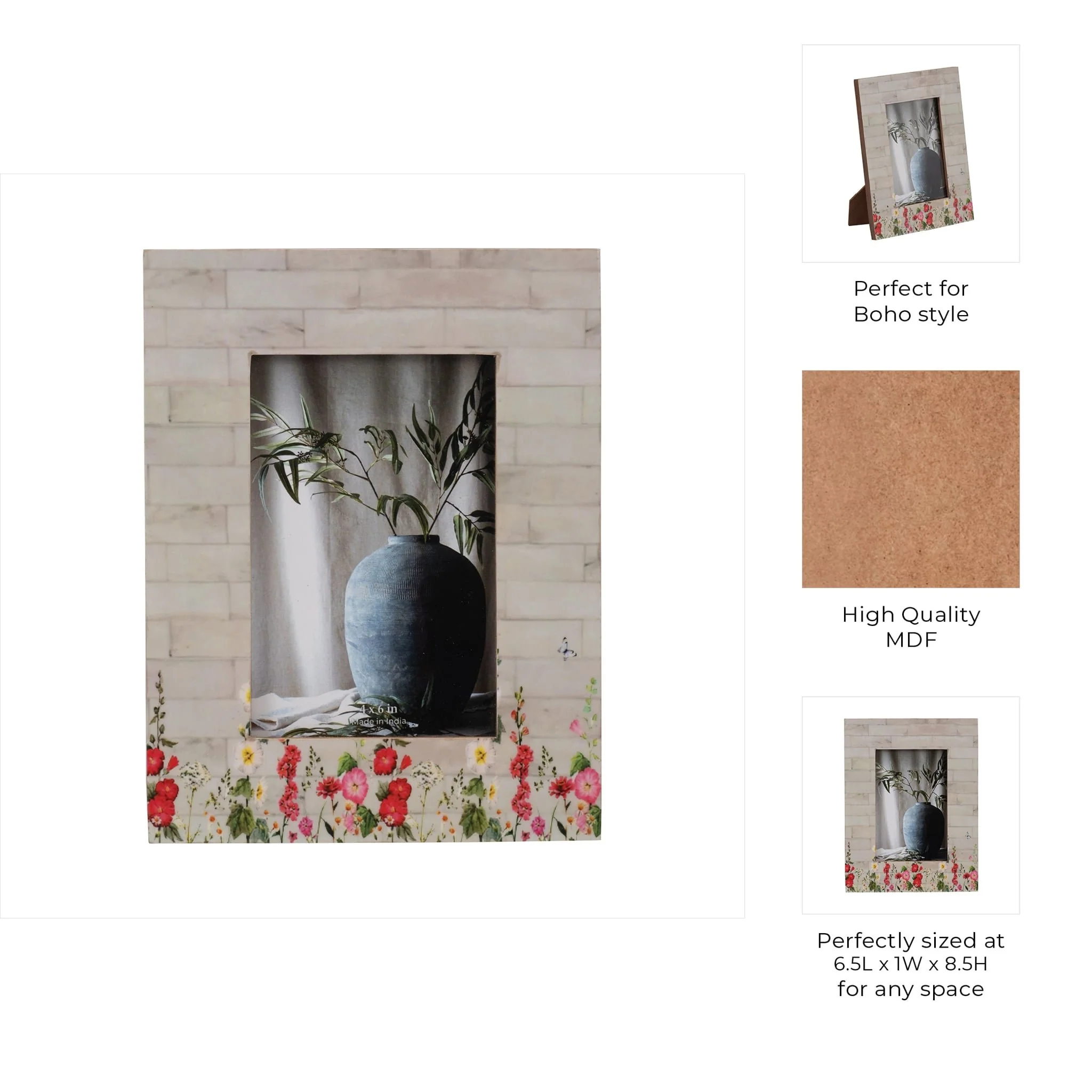 Resin, 4x6 Pink Flower Field Photo Frame, Multi - Image 8