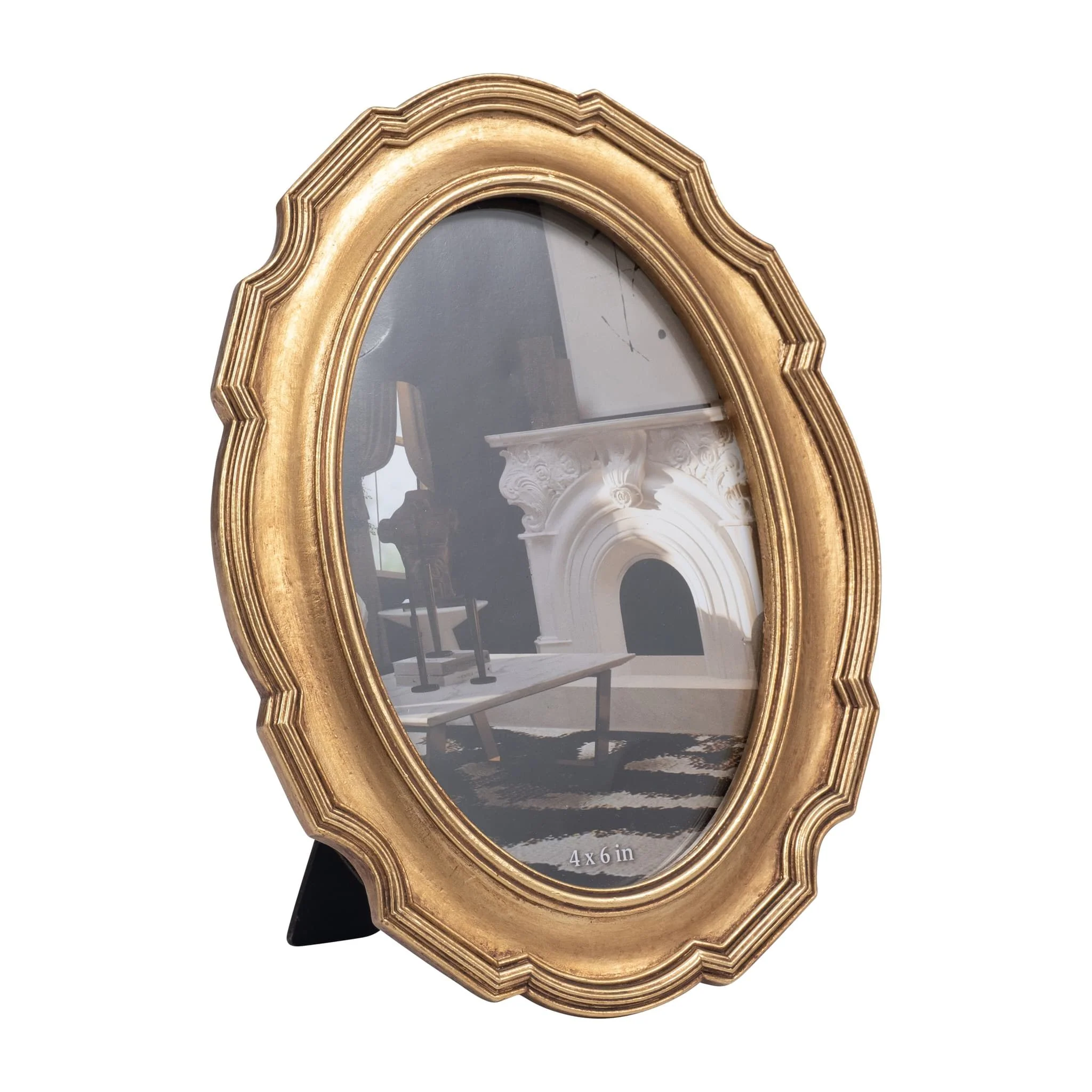 Resin, 4x6 Round Vintage Photo Frame, Gold - Image 2