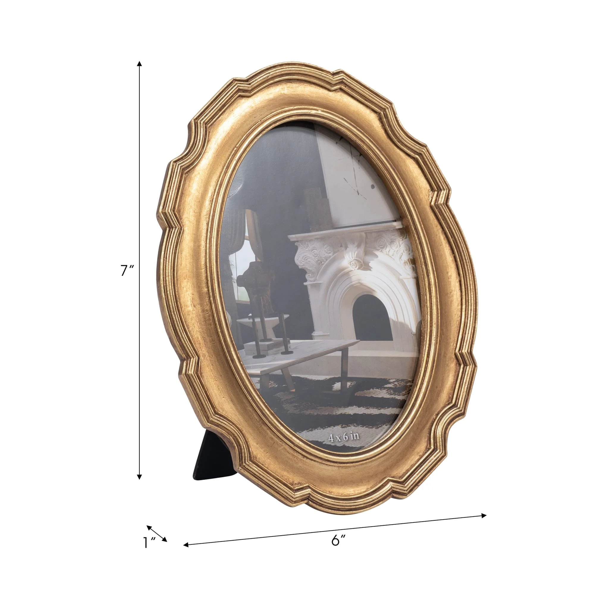 Resin, 4x6 Round Vintage Photo Frame, Gold - Image 6