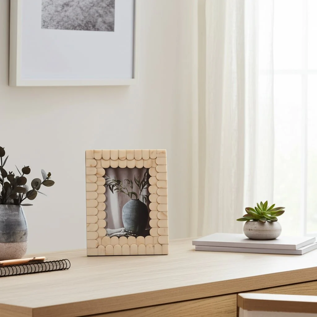 Resin, 4x6 Scalloped Photo Frame, Ivory - Image 11