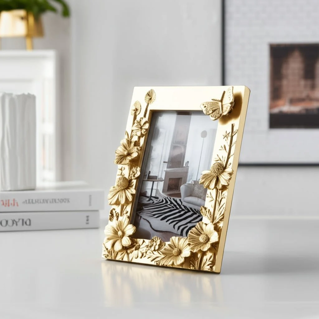 Resin, 4x6 Spring Time Photo Frame, Gold - Image 10