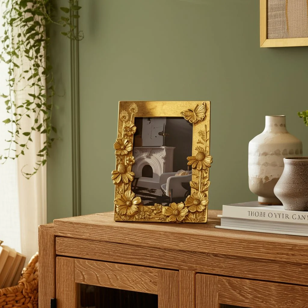 Resin, 4x6 Spring Time Photo Frame, Gold - Image 13