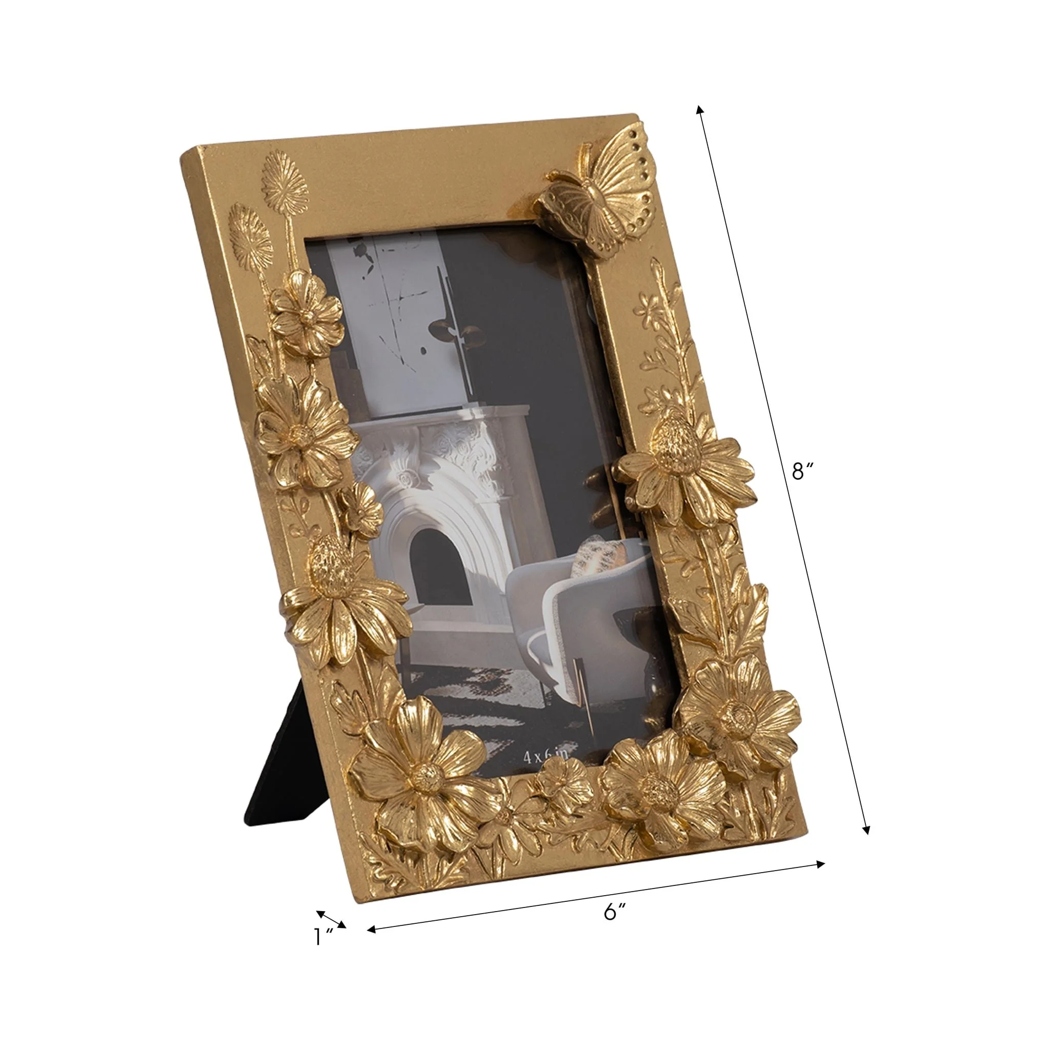 Resin, 4x6 Spring Time Photo Frame, Gold - Image 6