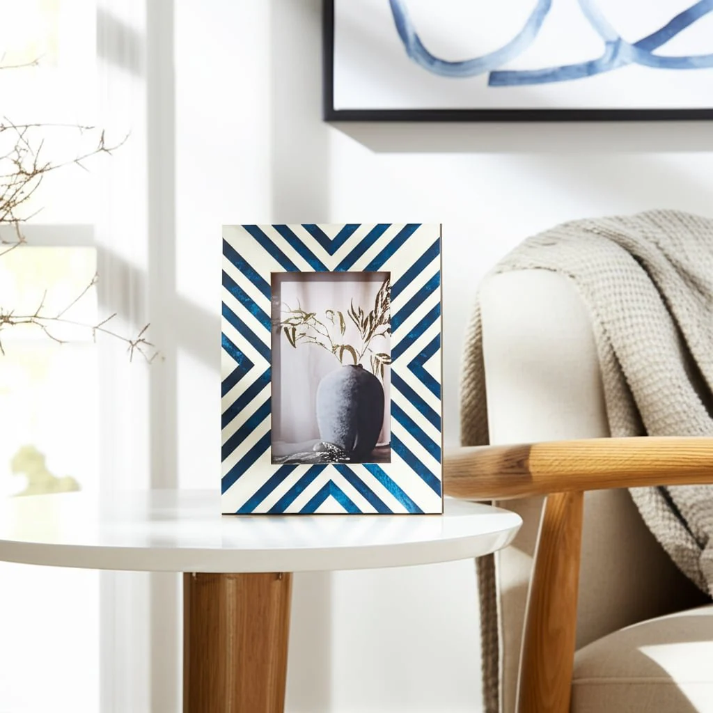 Resin, 4x6 Striped Photo Frame, Blue - Image 11
