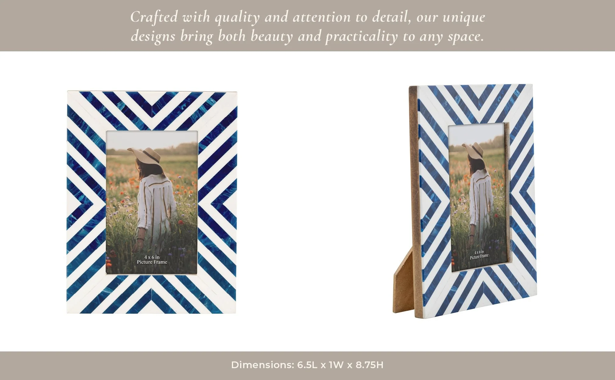 Resin, 4x6 Striped Photo Frame, Blue - Image 14