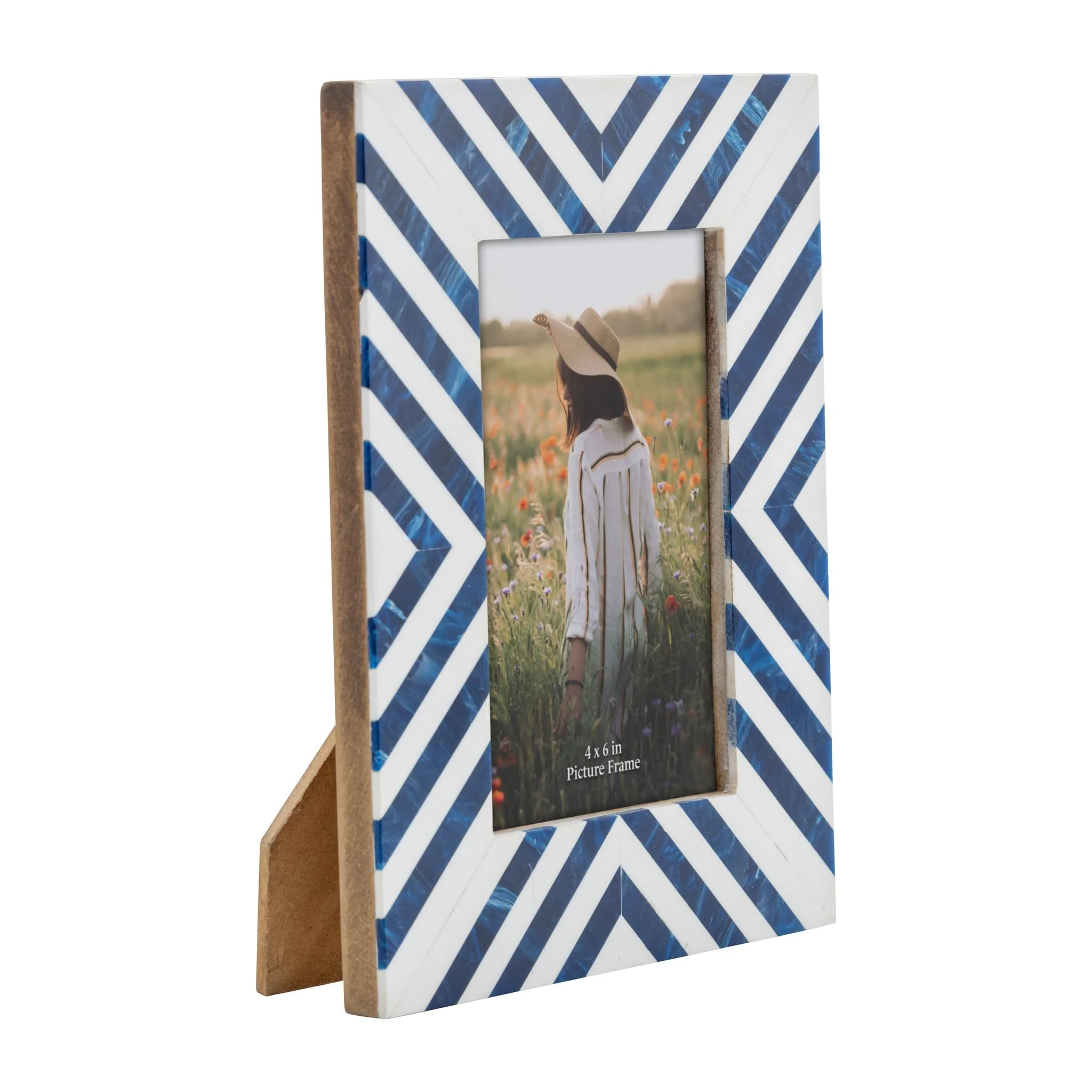 Resin, 4x6 Striped Photo Frame, Blue - Image 2