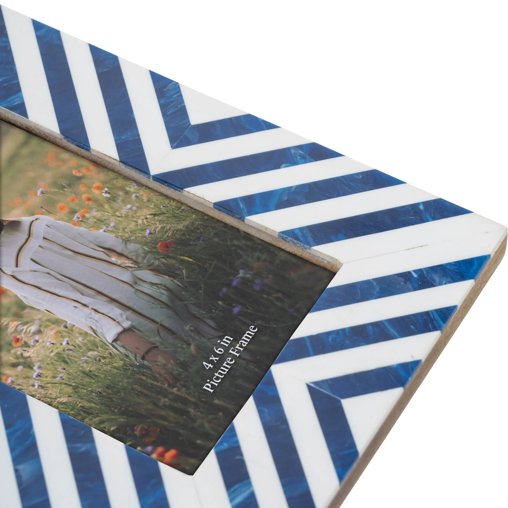 Resin, 4x6 Striped Photo Frame, Blue - Image 6
