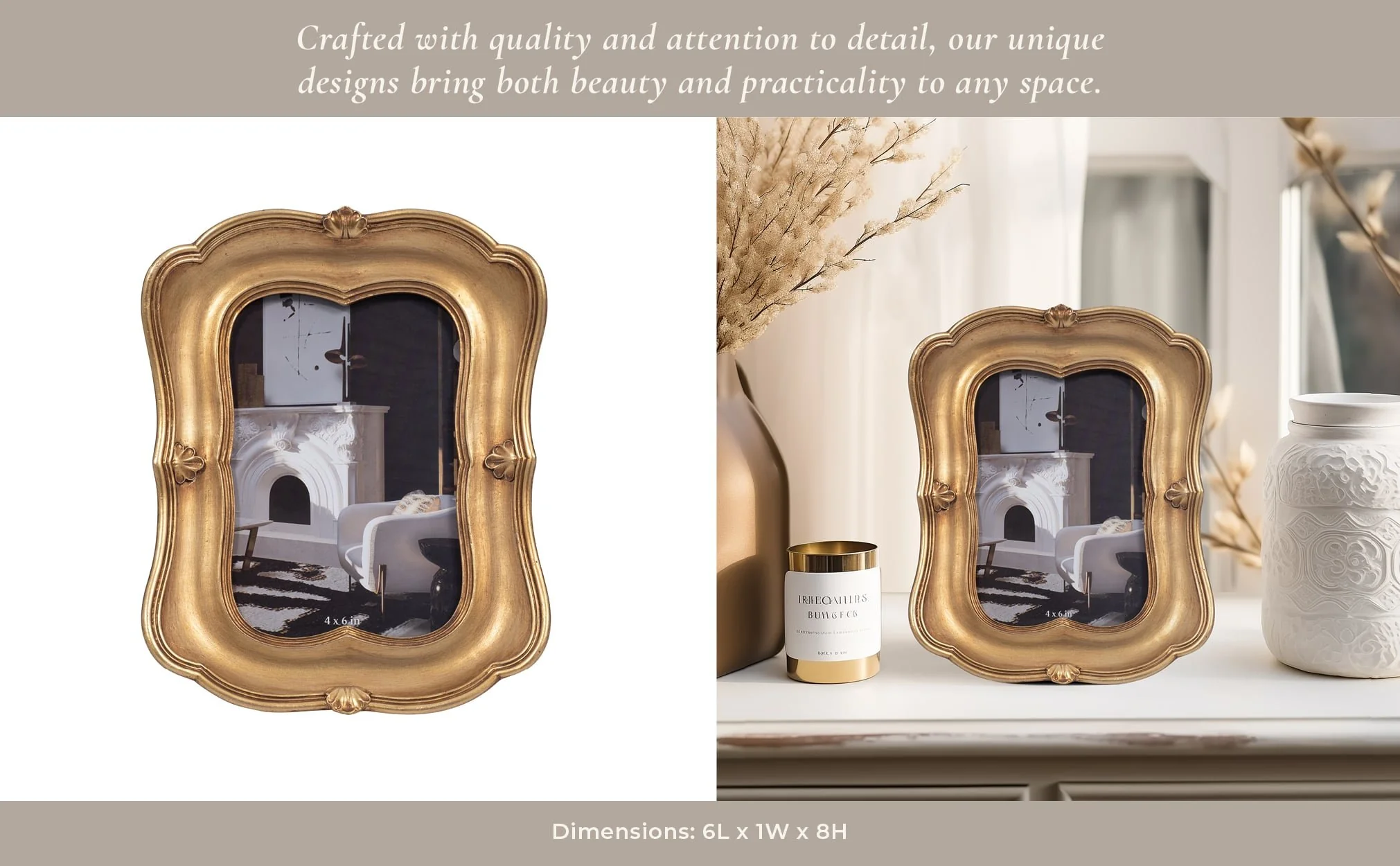Resin, 4x6 Vintage Photo Frame, Gold - Image 9