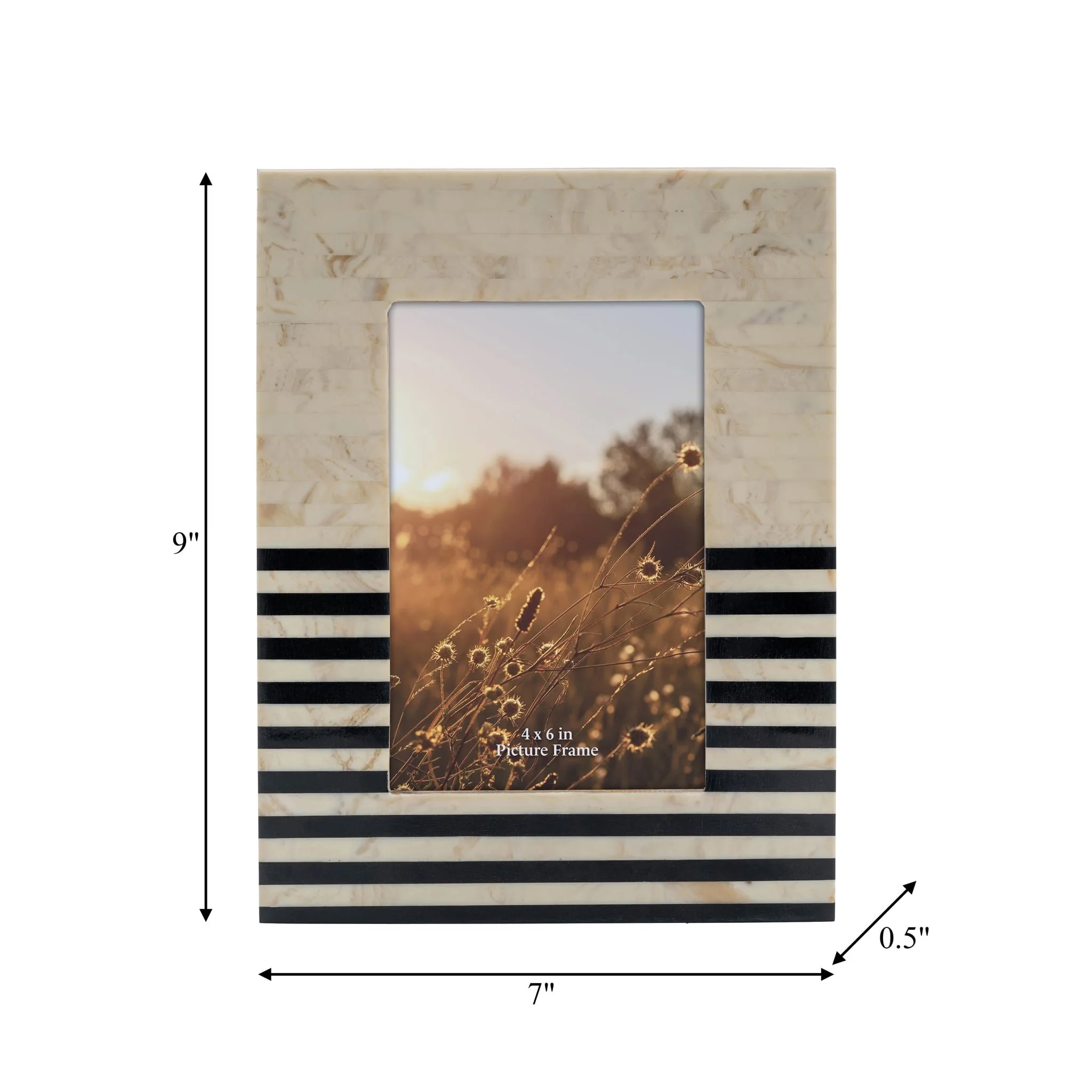 Resin 4x6" White W/ Black Stripes Photo Frame - Image 7