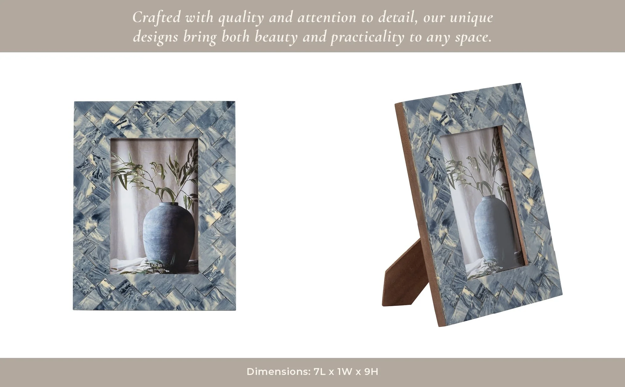 Resin, 4x6 Woven Photo Frame, Blue/ivory - Image 13