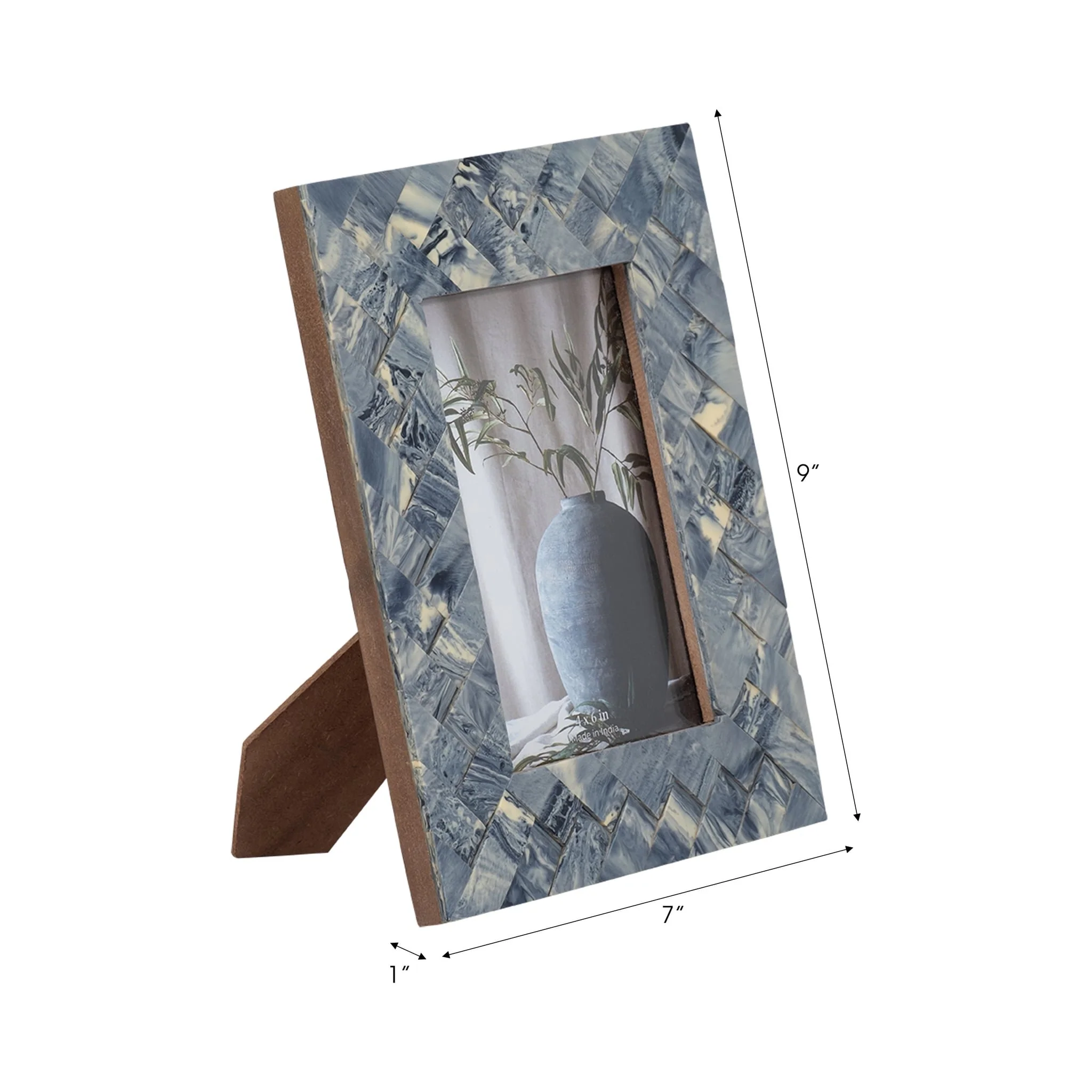 Resin, 4x6 Woven Photo Frame, Blue/ivory - Image 7