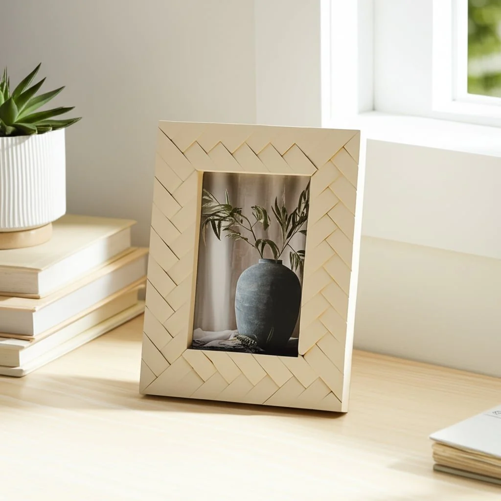 Resin, 4x6 Woven Photo Frame, Ivory - Image 11