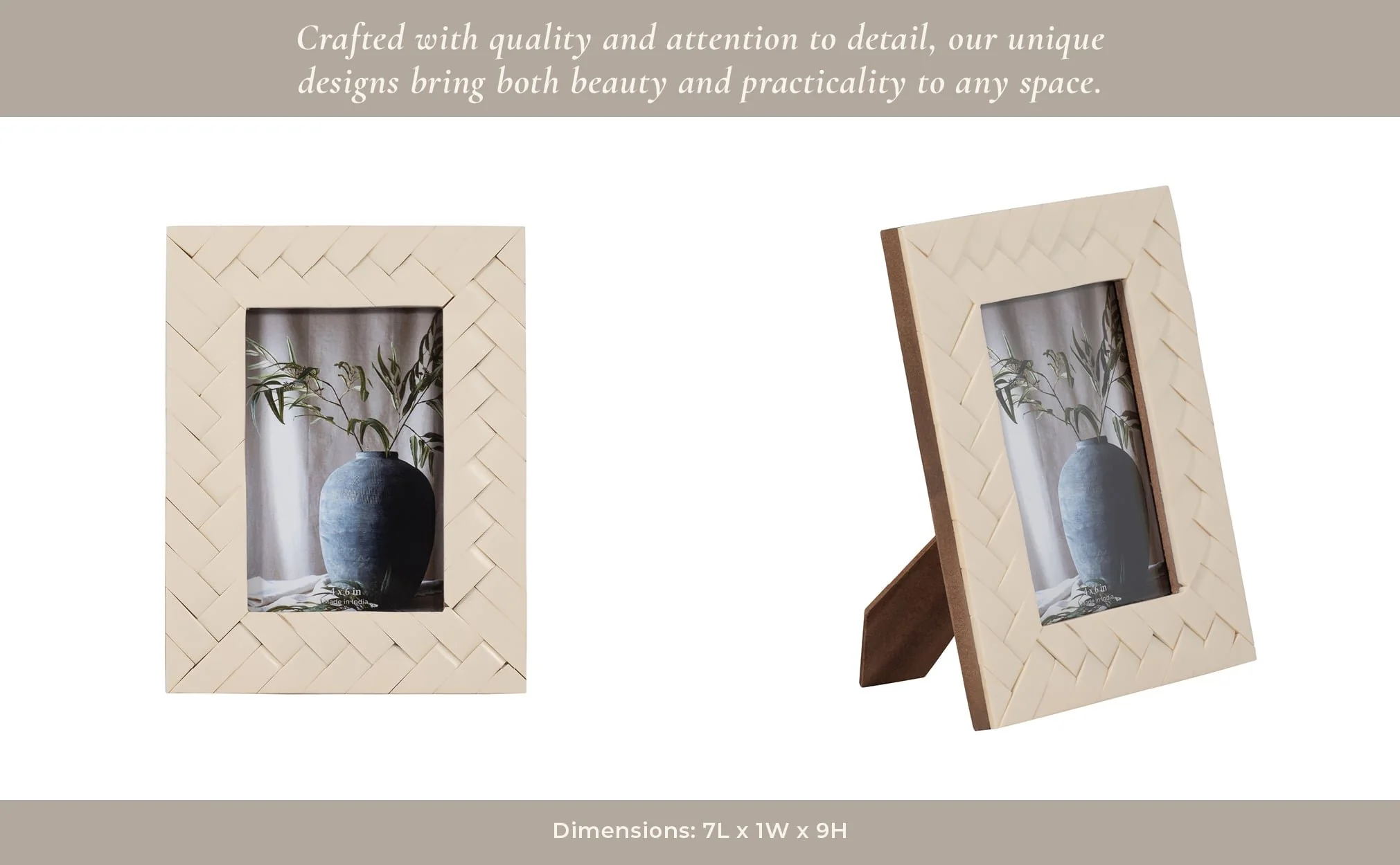 Resin, 4x6 Woven Photo Frame, Ivory - Image 13