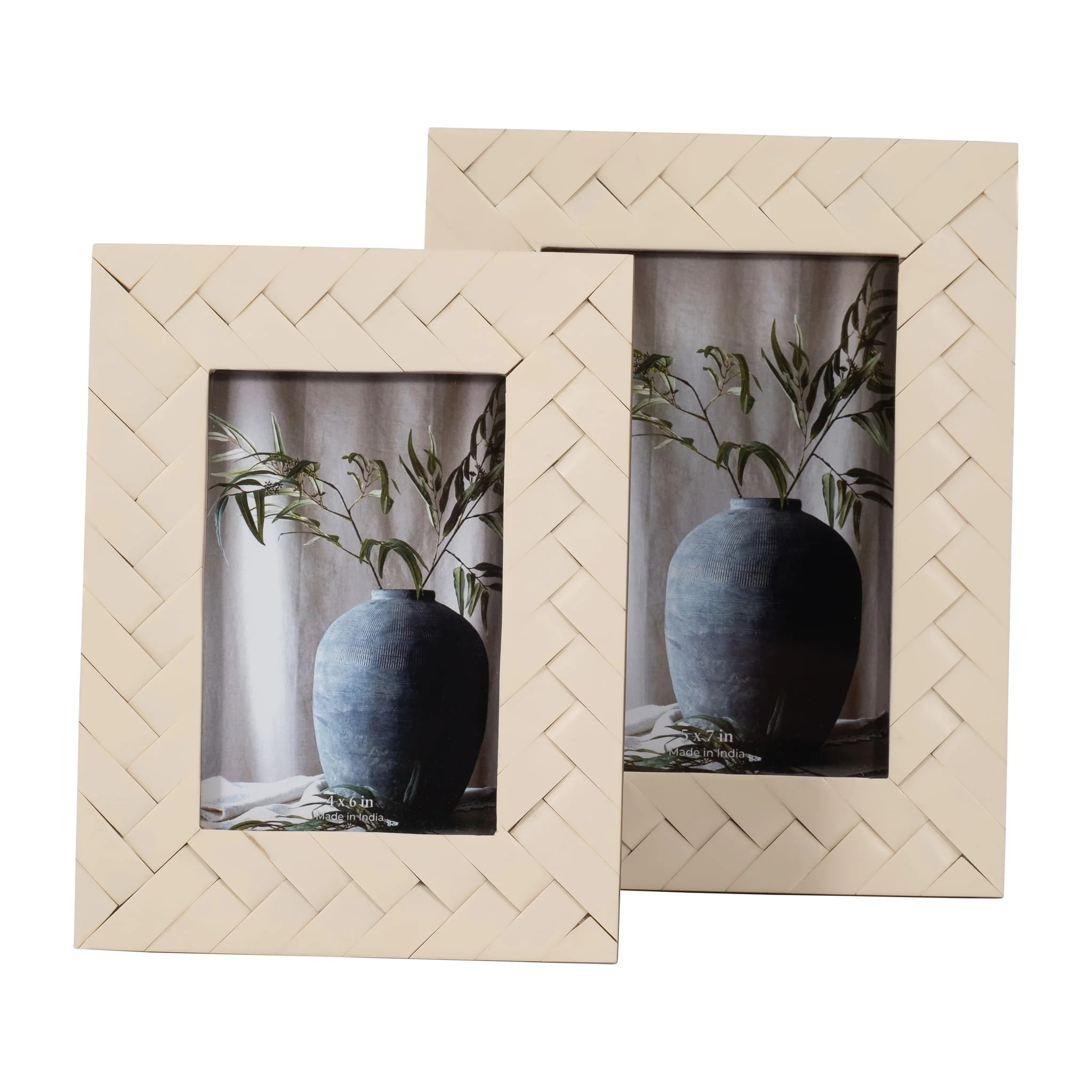 Resin, 4x6 Woven Photo Frame, Ivory - Image 6