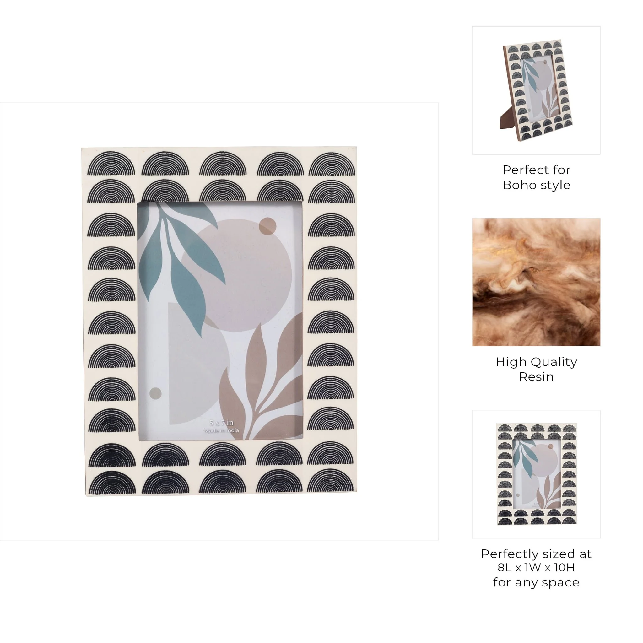 Resin, 5x7 Black Arches Photo Frame, Ivory/black - Image 8
