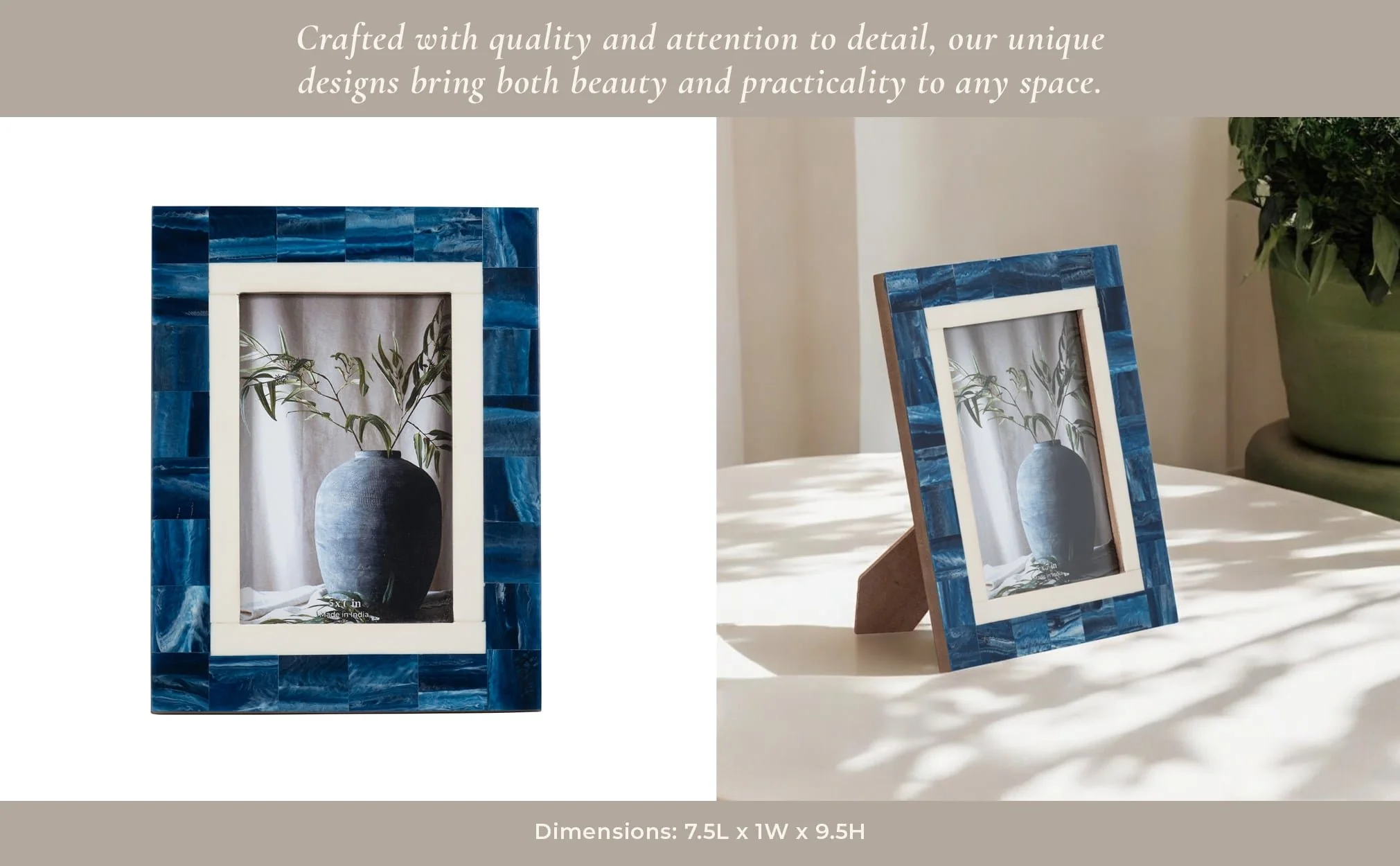Resin, 5x7 Navy & White Border Photo Frame, Navy/w - Image 12
