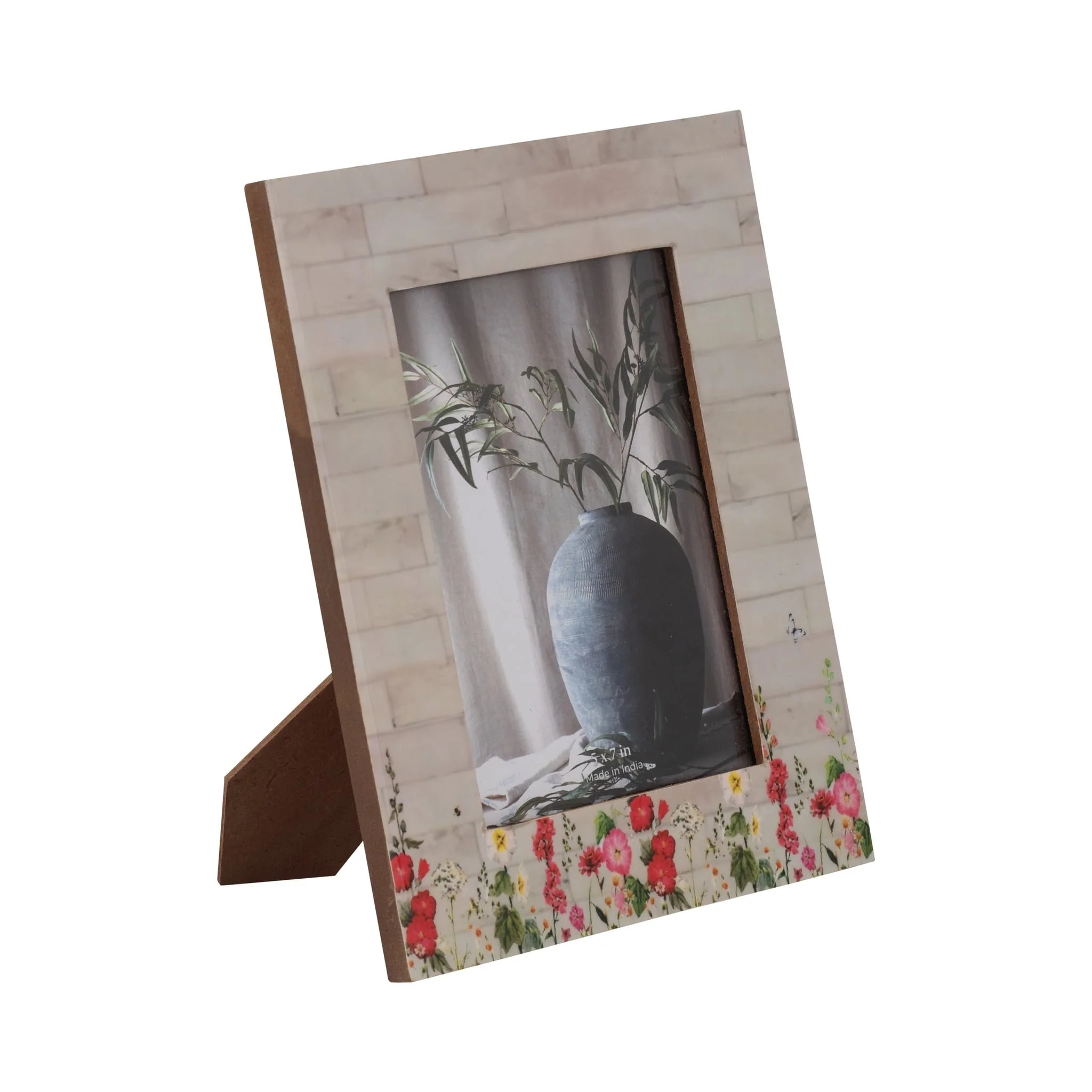 Resin, 5x7 Pink Flower Field Photo Frame, Multi - Image 2