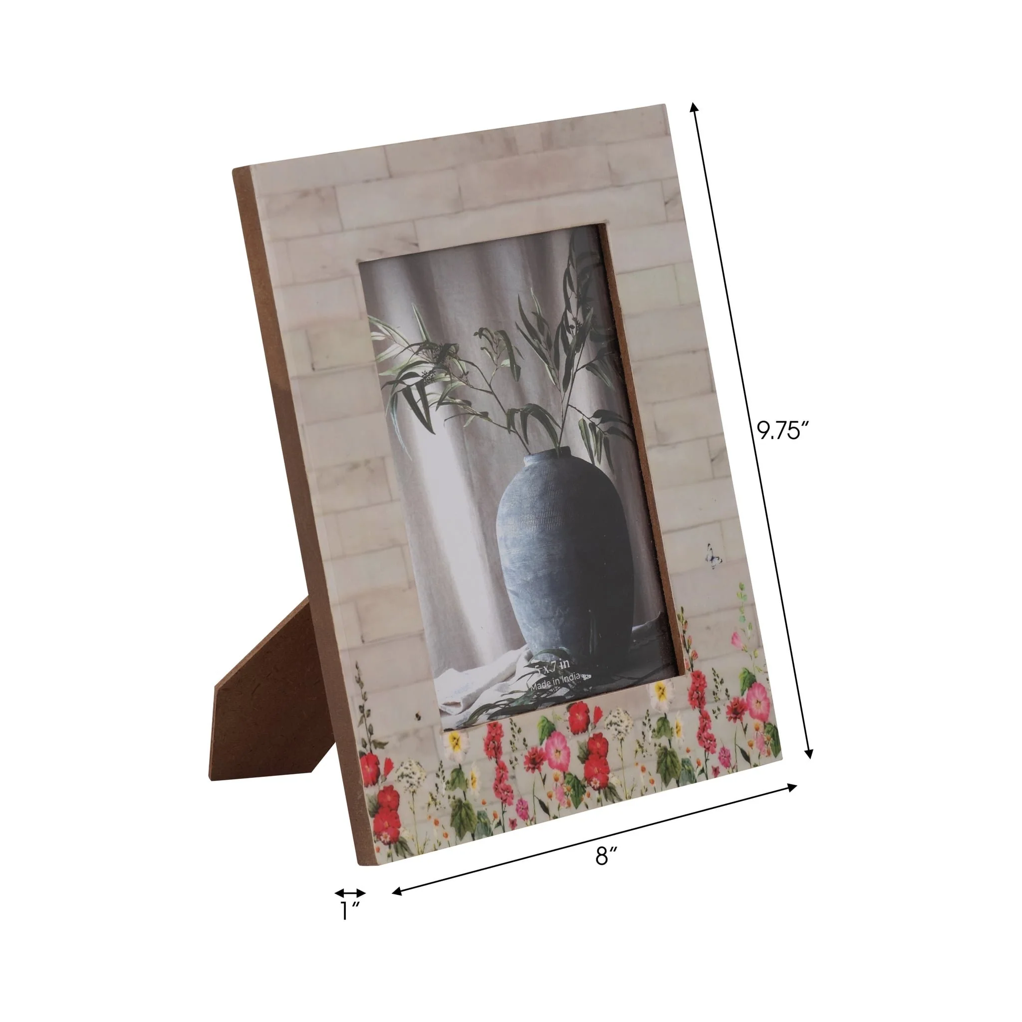 Resin, 5x7 Pink Flower Field Photo Frame, Multi - Image 7