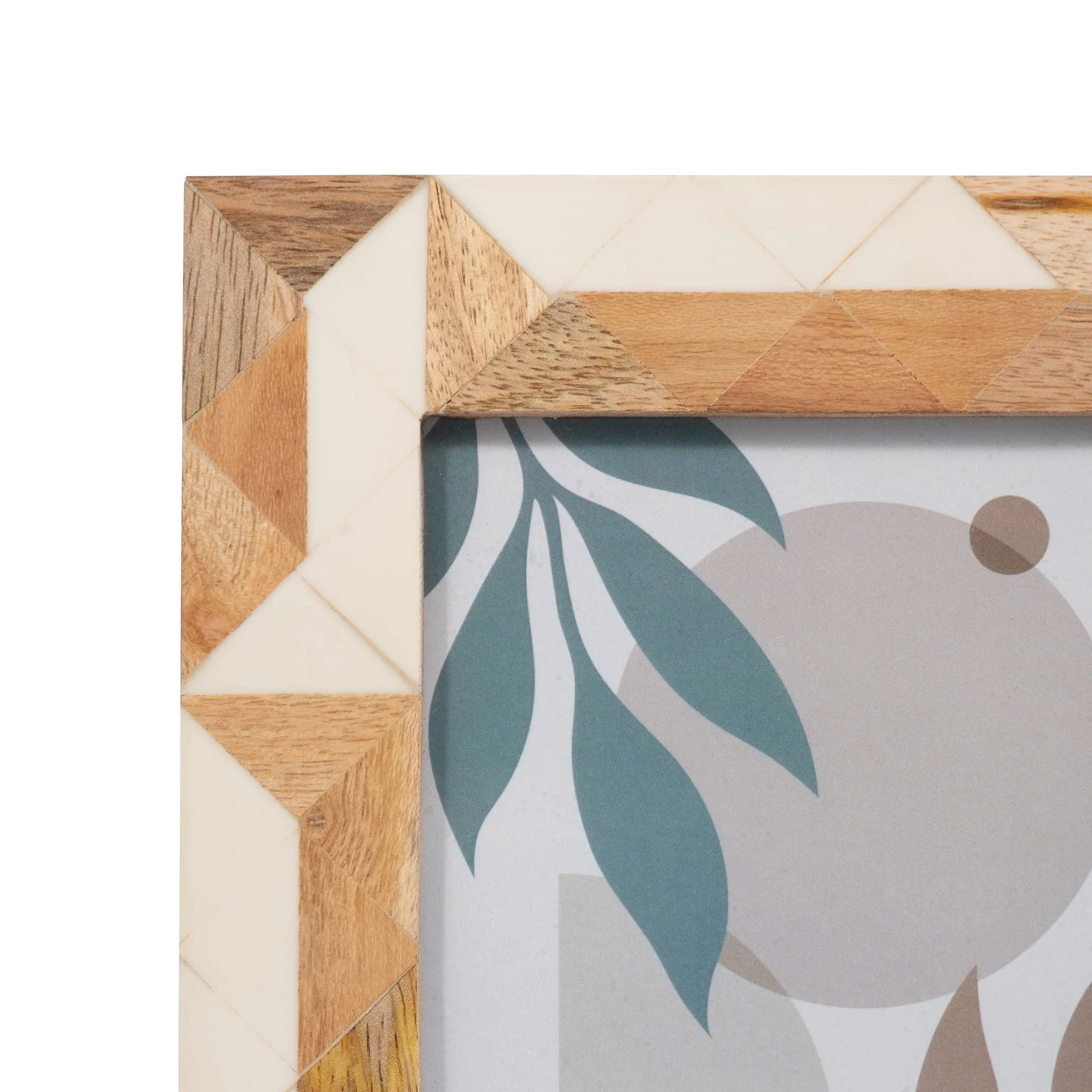 Resin, 5x7 Wood & White Geometric Photo Frame, Whi - Image 4