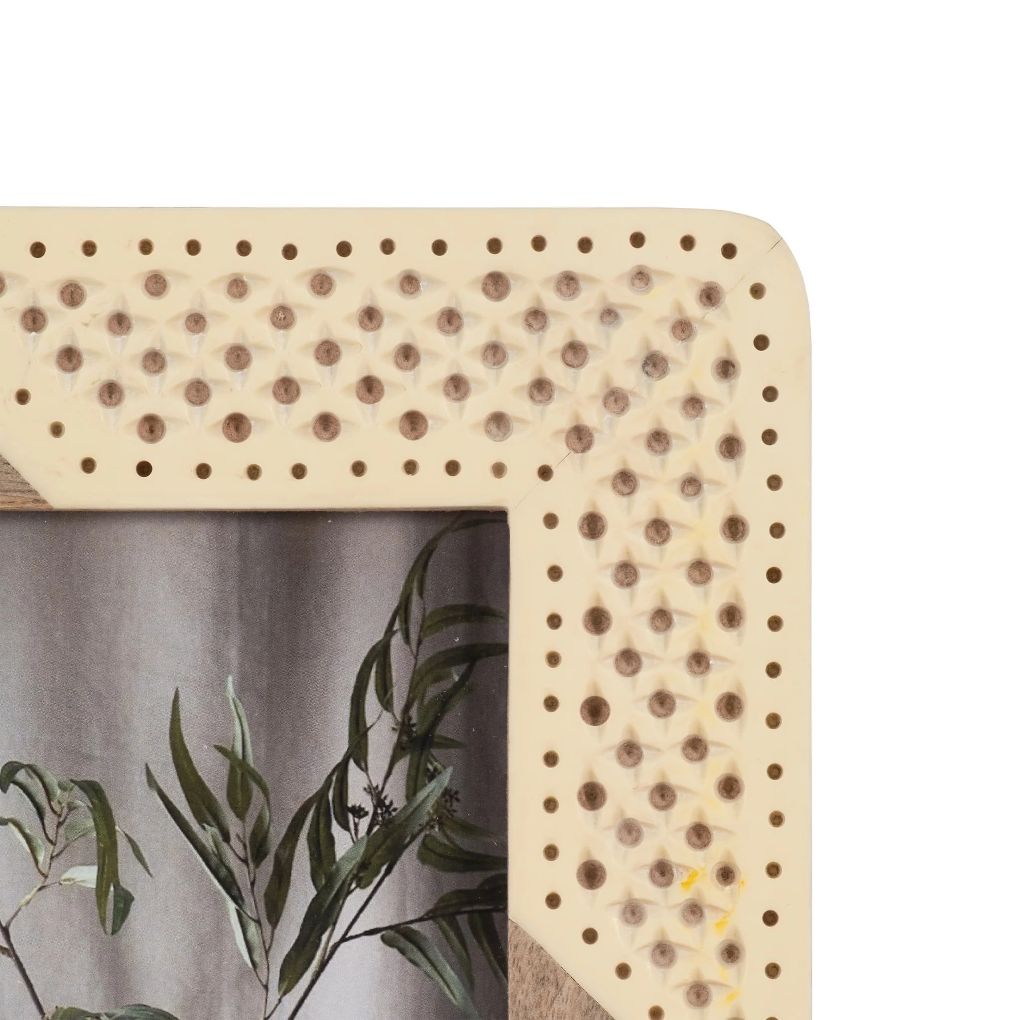 Resin, 5x7 Wood & Woven Photo Frame, Ivory/natural - Image 5