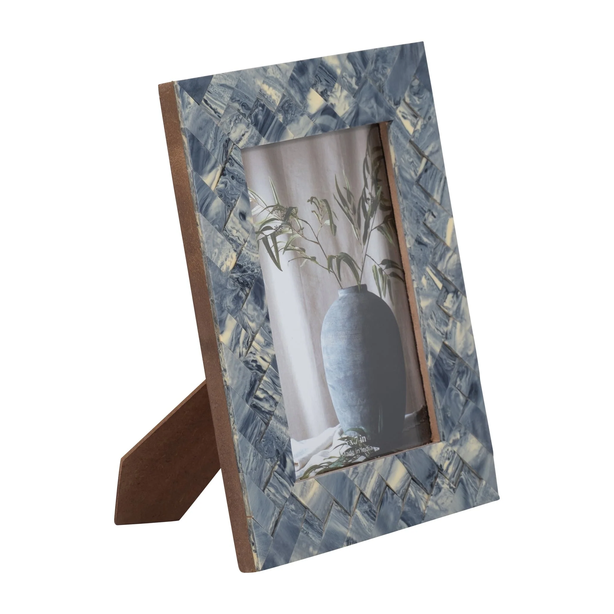 Resin, 5x7 Woven Photo Frame, Blue/ivory - Image 2