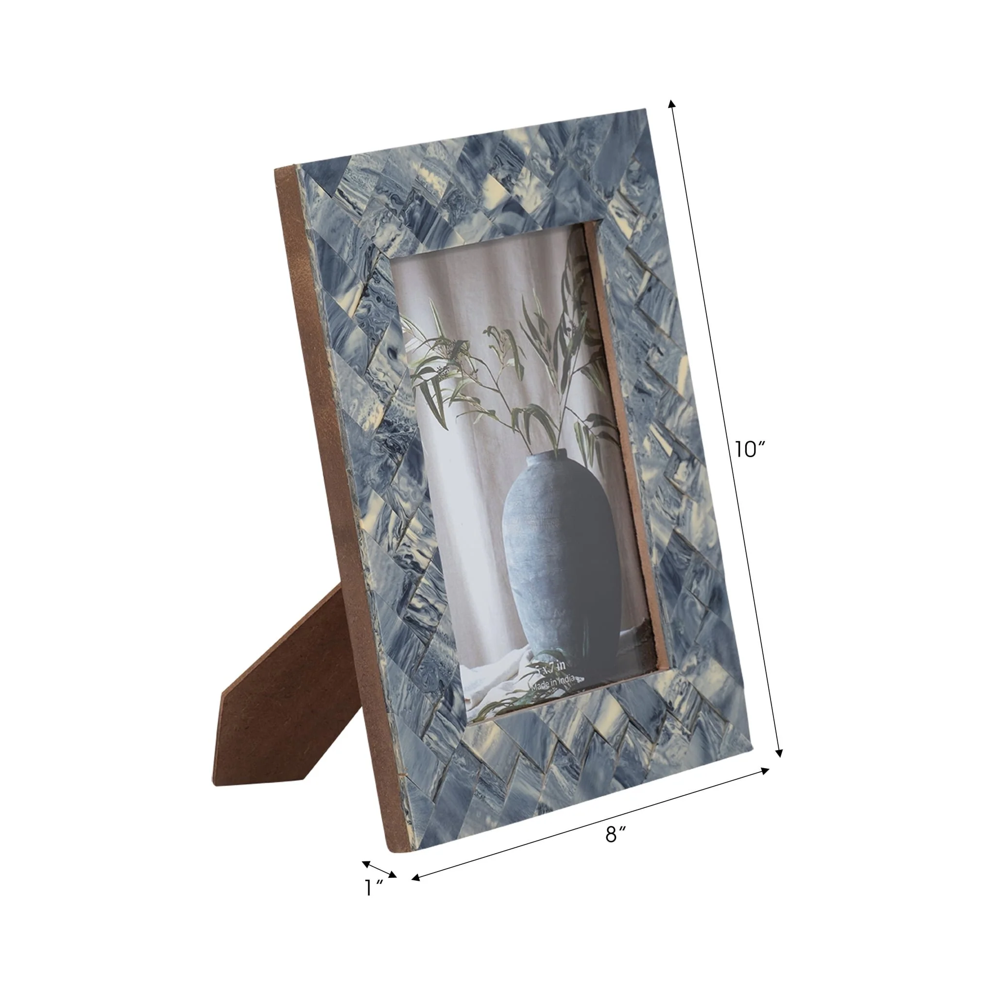 Resin, 5x7 Woven Photo Frame, Blue/ivory - Image 7