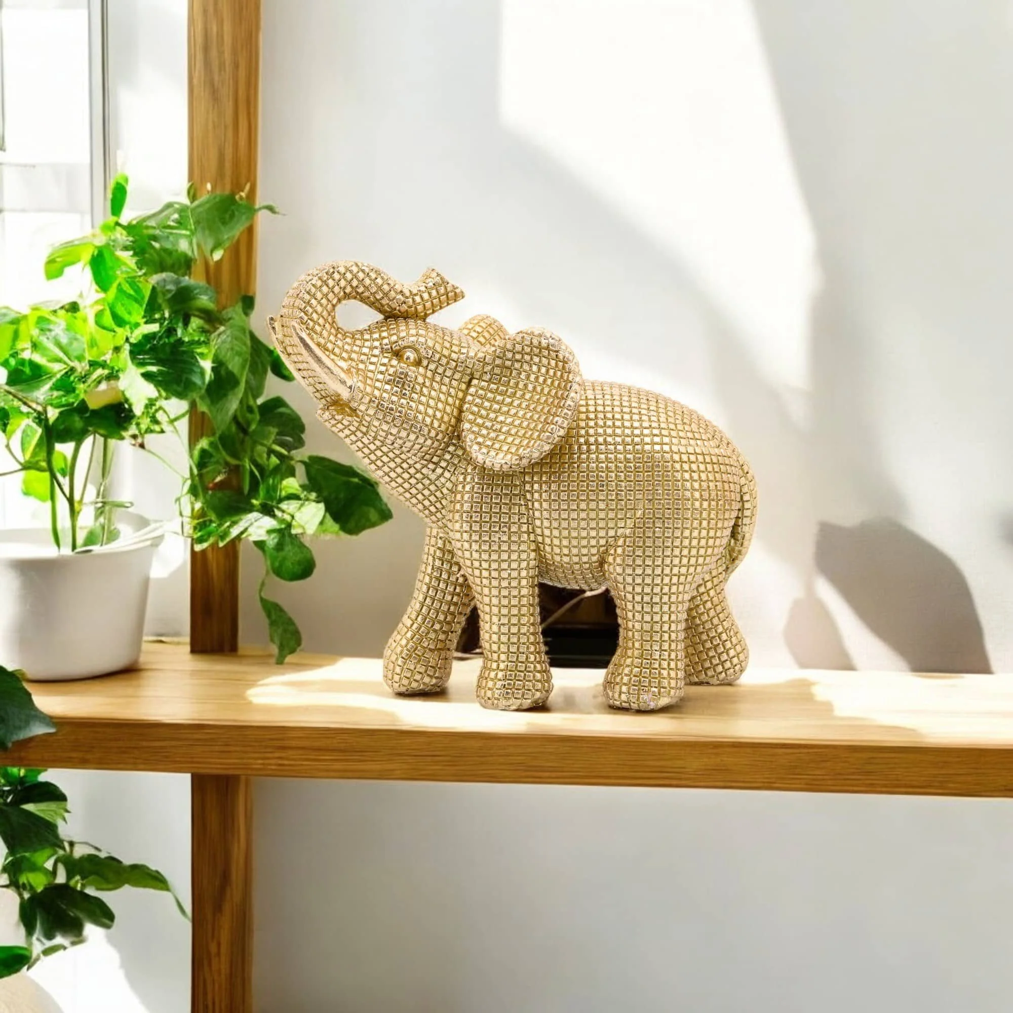 Resin 7" Elephant Table Accent, Gold - Image 7