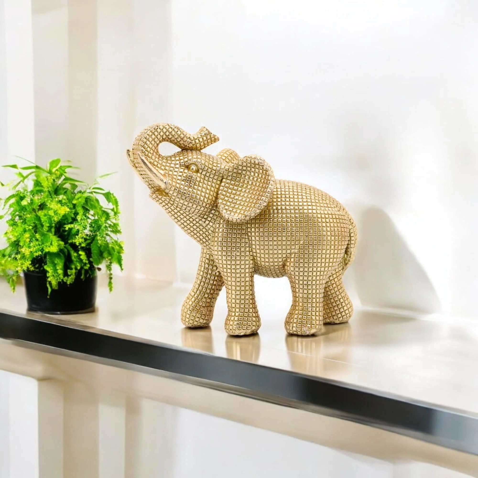 Resin 7" Elephant Table Accent, Gold - Image 8