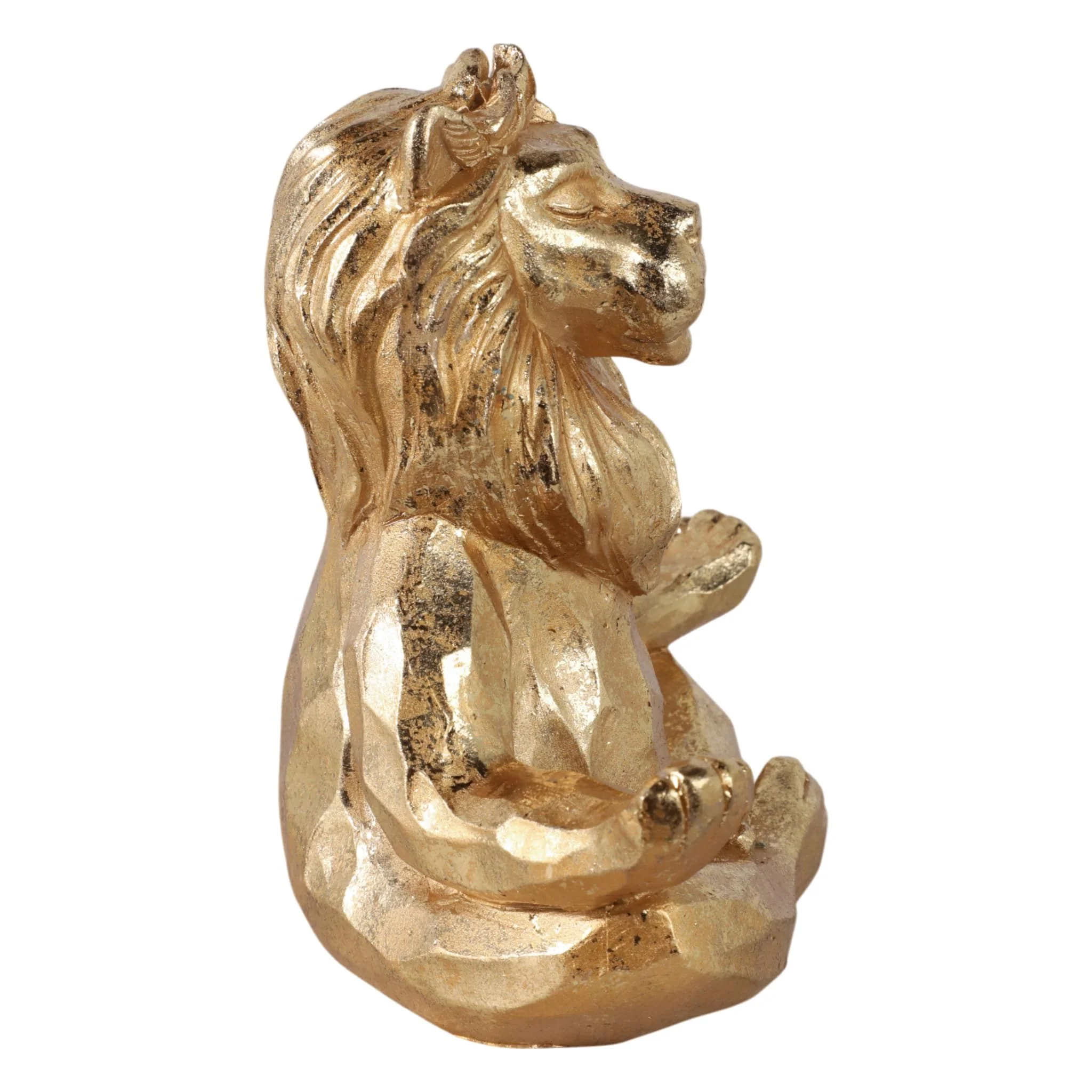 Resin 7" Yoga Lion, Gold - Image 3