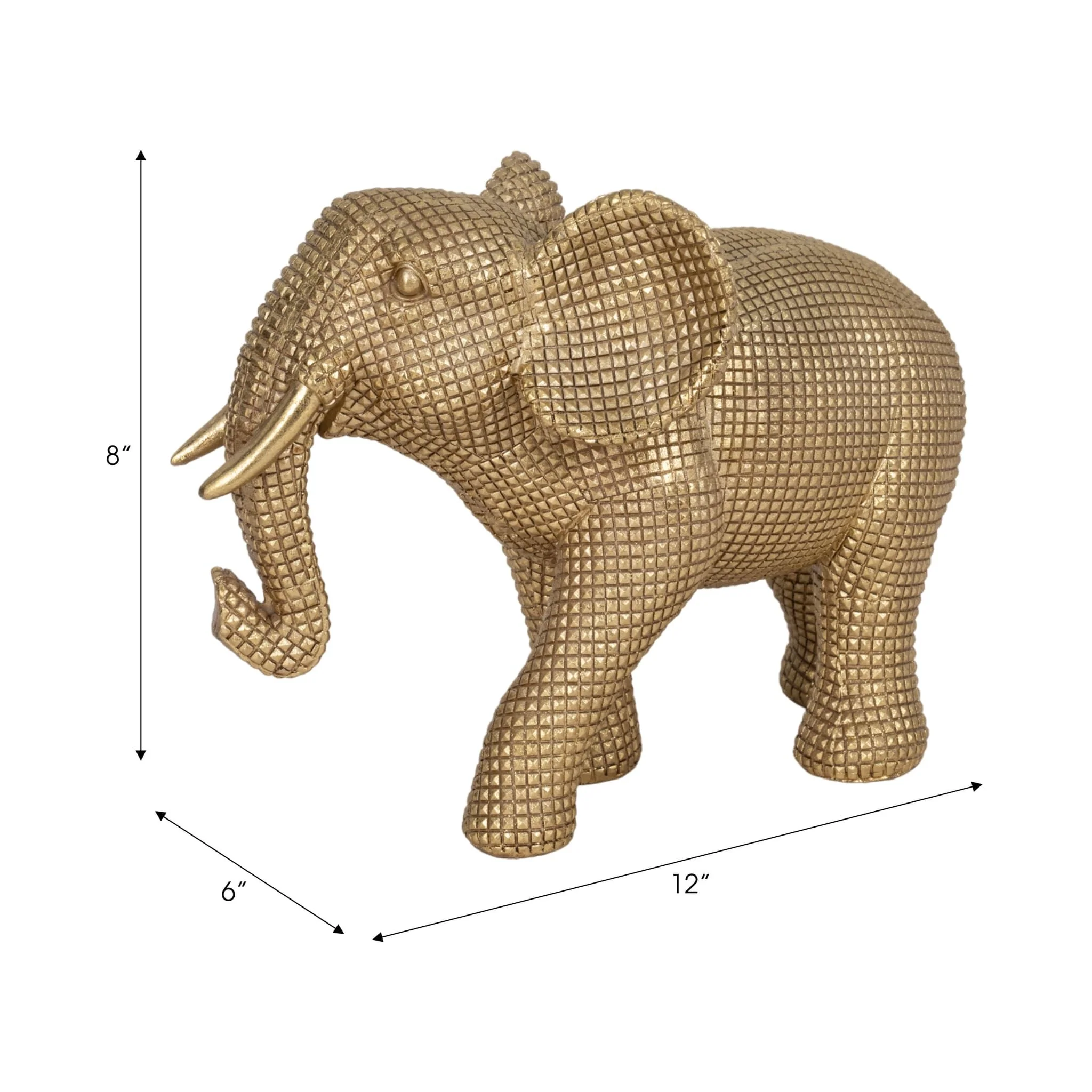 Resin, 8" Elephant Deco, Gold - Image 8