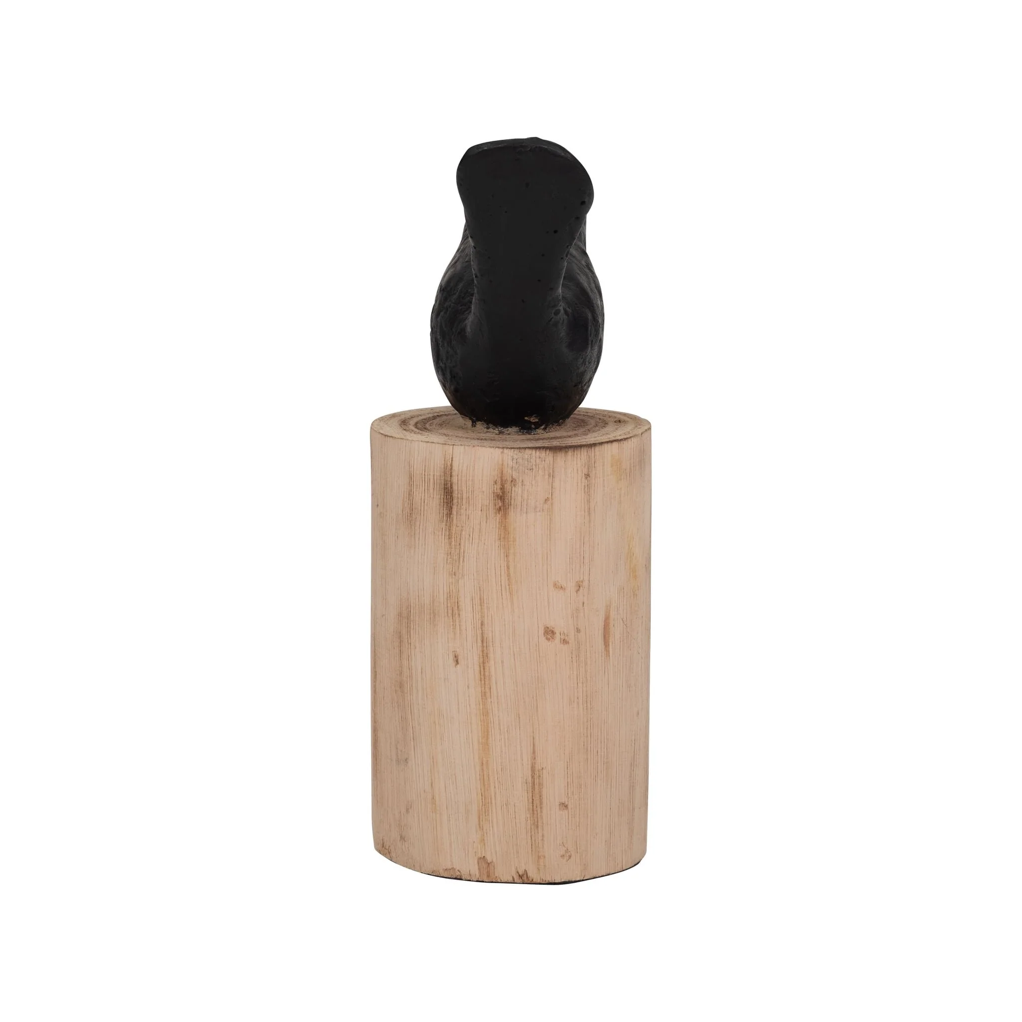 Resin, 9" Bird Perched On Log, Black/brown - Image 4