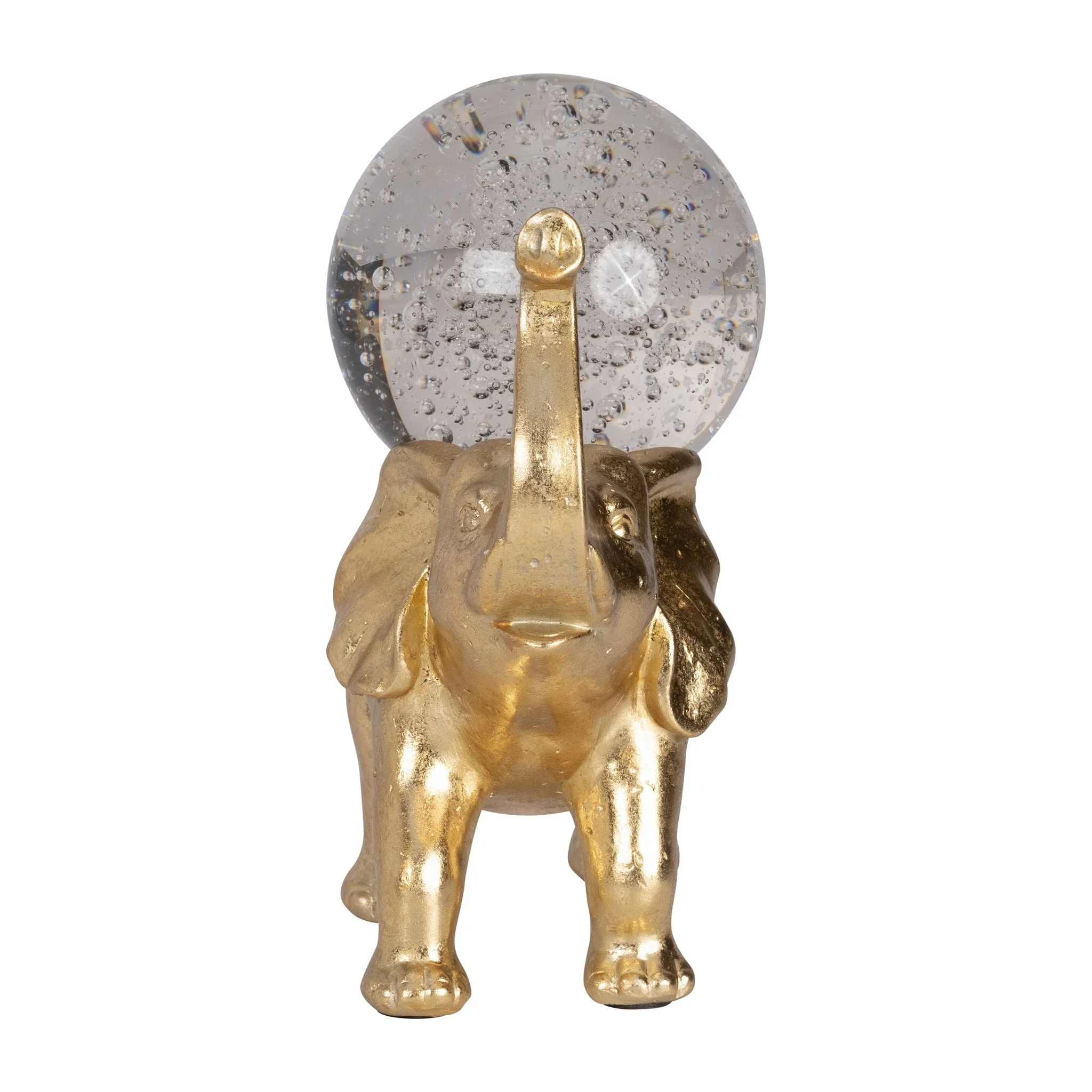 Resin, 9" Elephant W/ Crystal Ball, Gold - Image 3