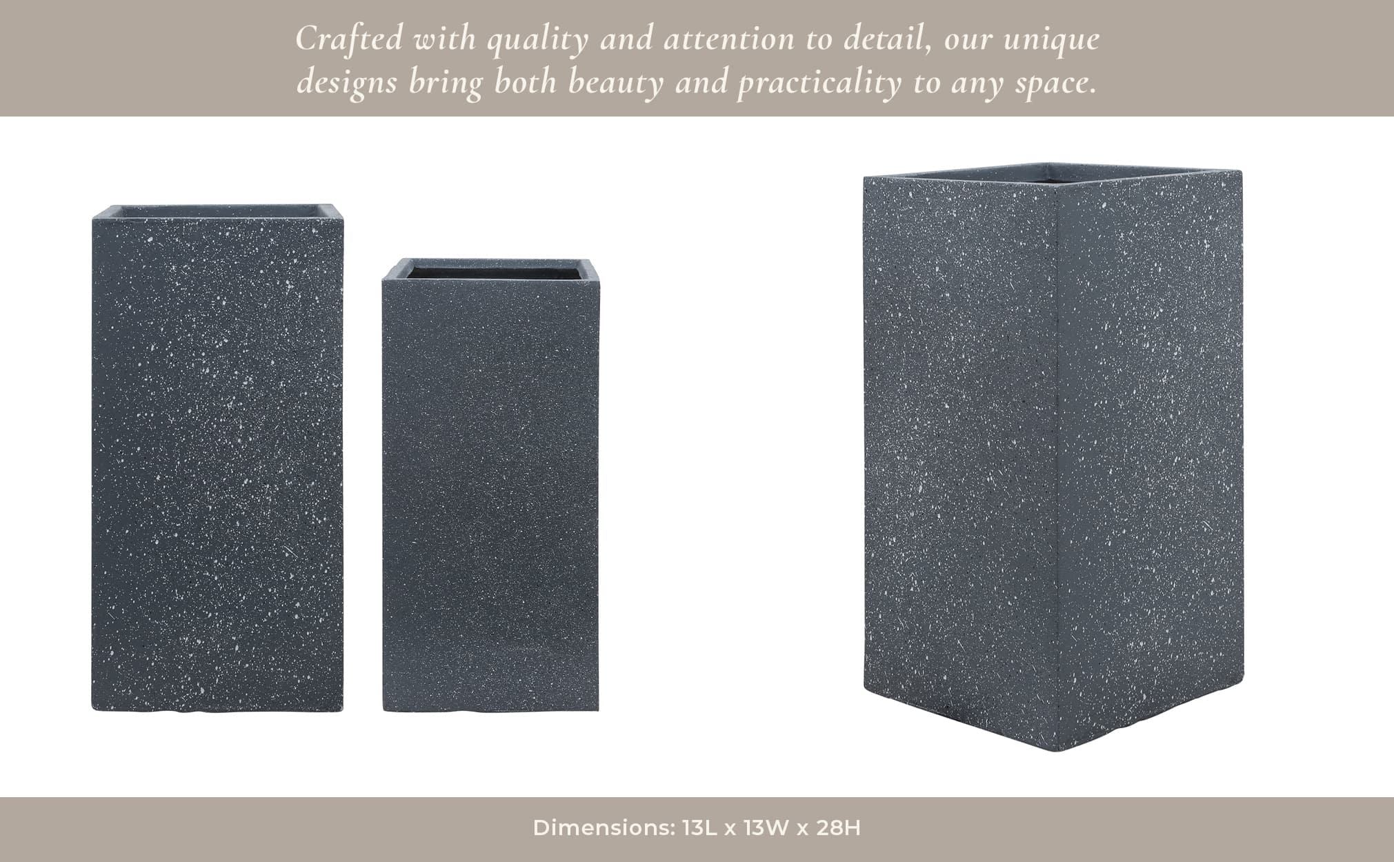 Resin, S/2 11/13"d Square Nested Planters, Dk Gray - Image 14