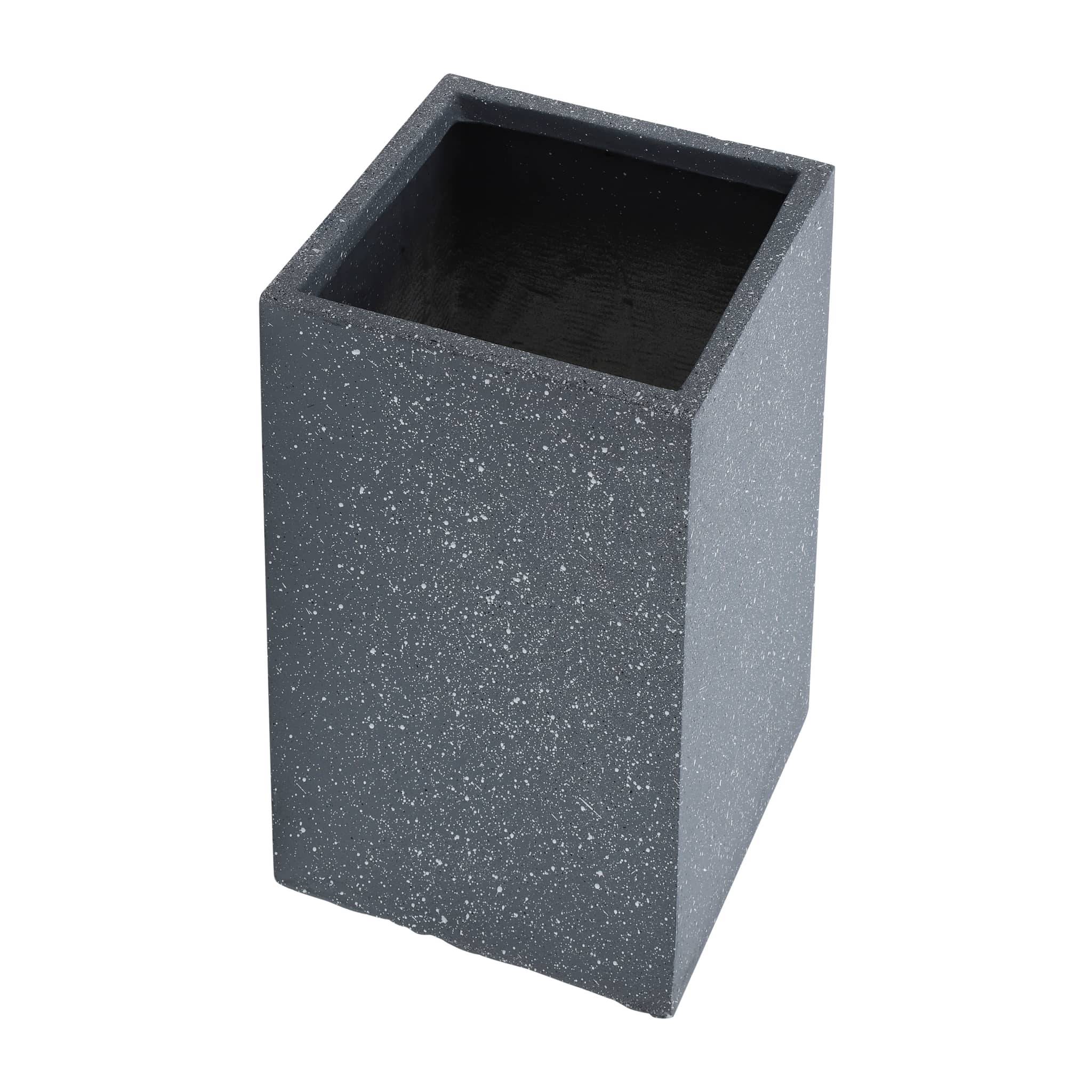Resin, S/2 11/13"d Square Nested Planters, Dk Gray - Image 5
