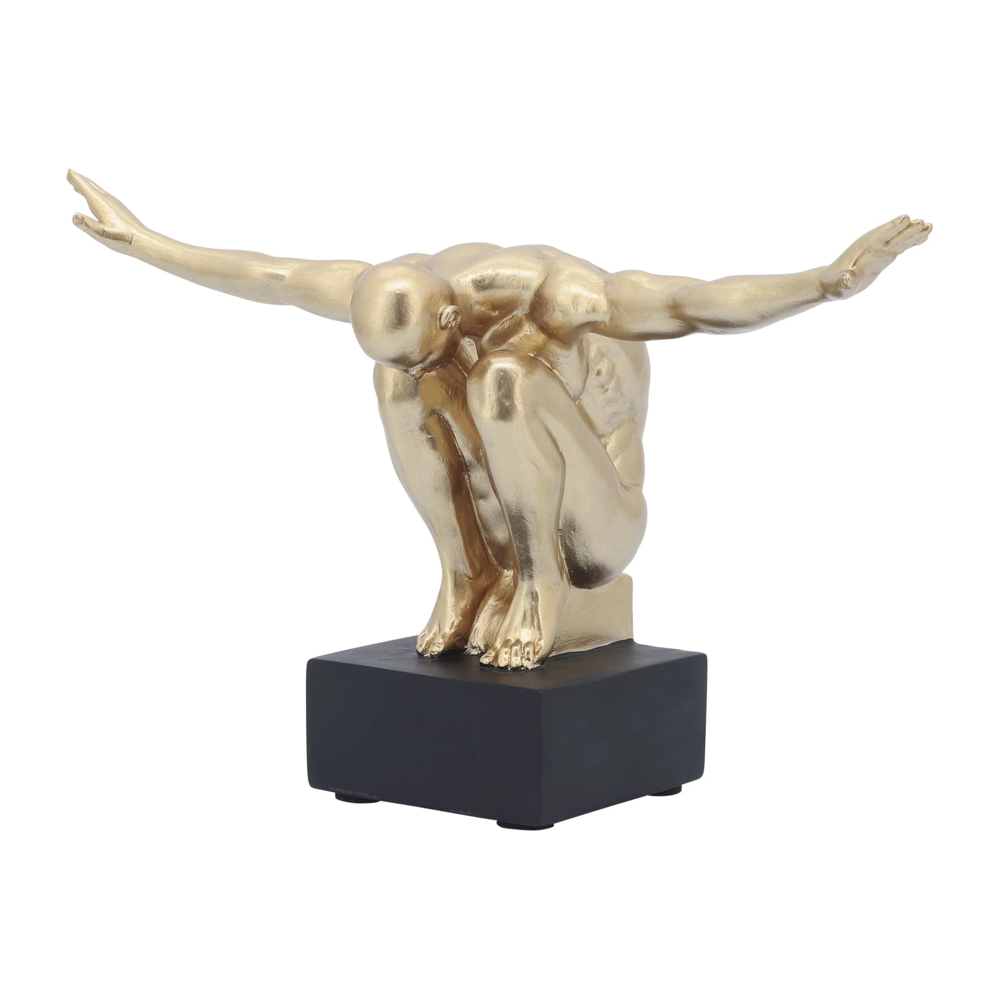 Resin, S/2, 6''h,  Man Sculpture Bookend, Gold - Image 2