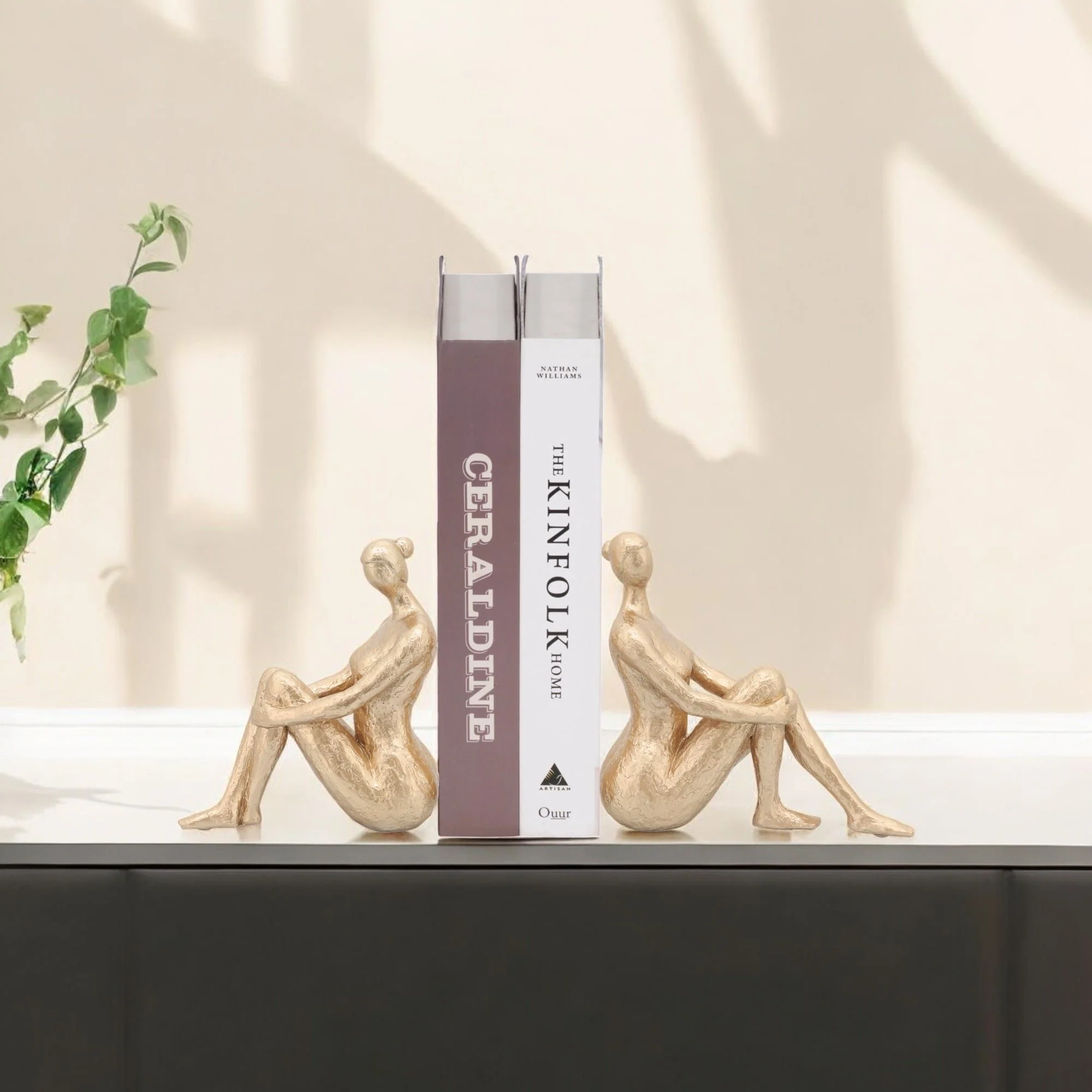 Resin, S/2 Gold Lady Bookends - Image 6