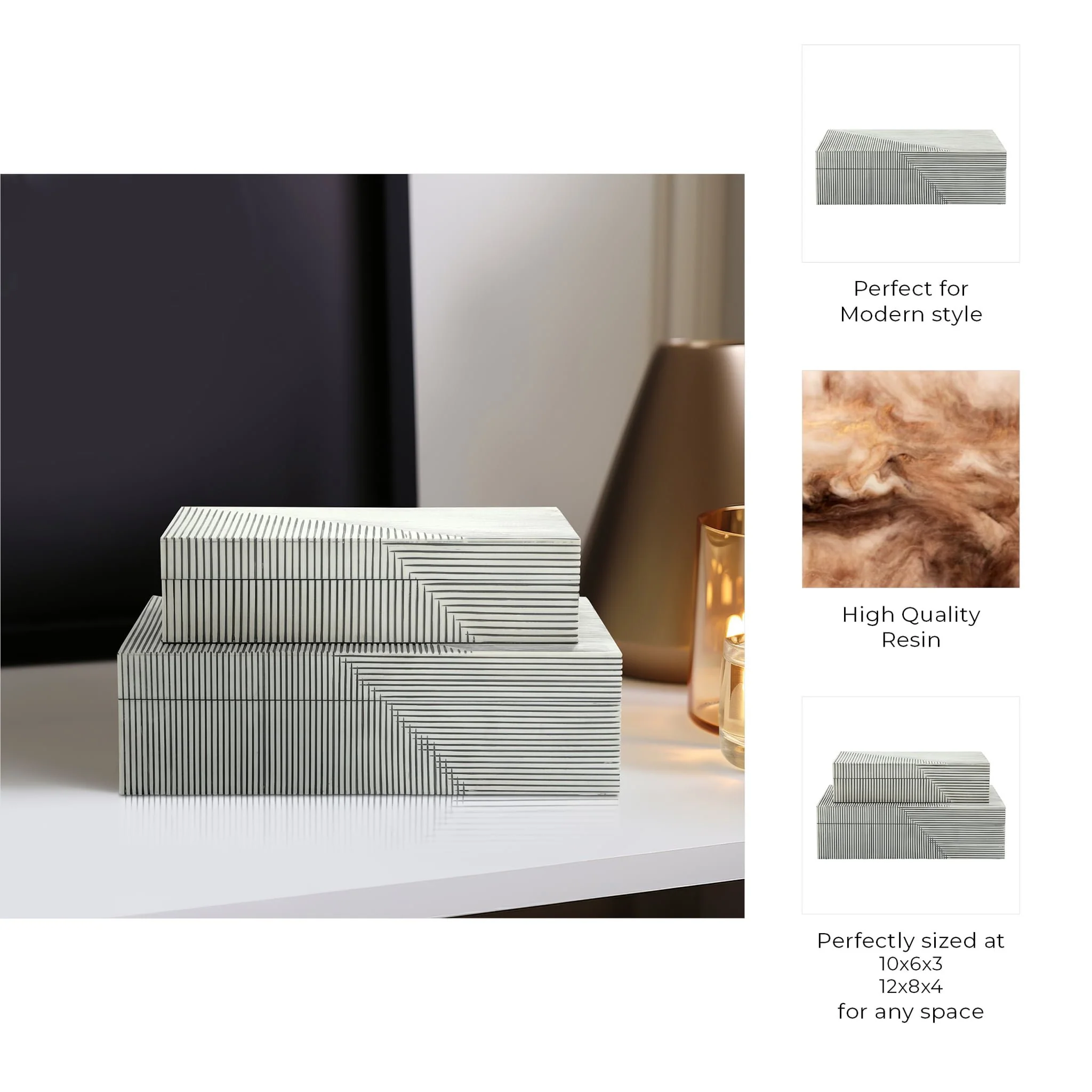 Resin S/2 Ridged Boxes, White - Image 8