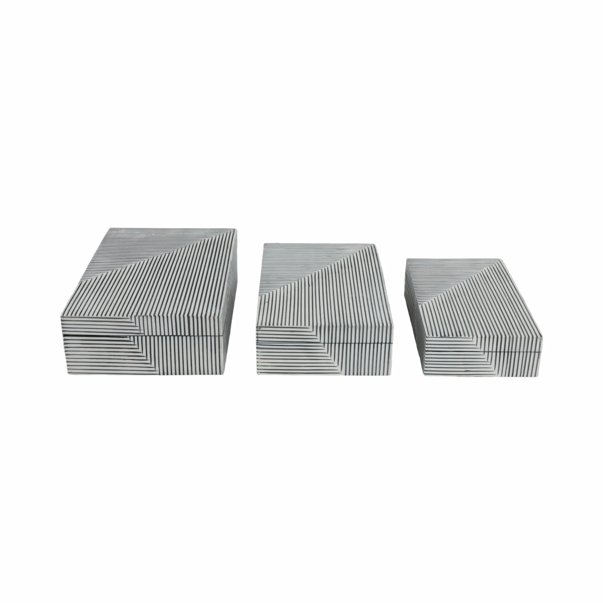 Resin S/3 10/11/12" Pinstripe Boxes, Black/white - Image 2