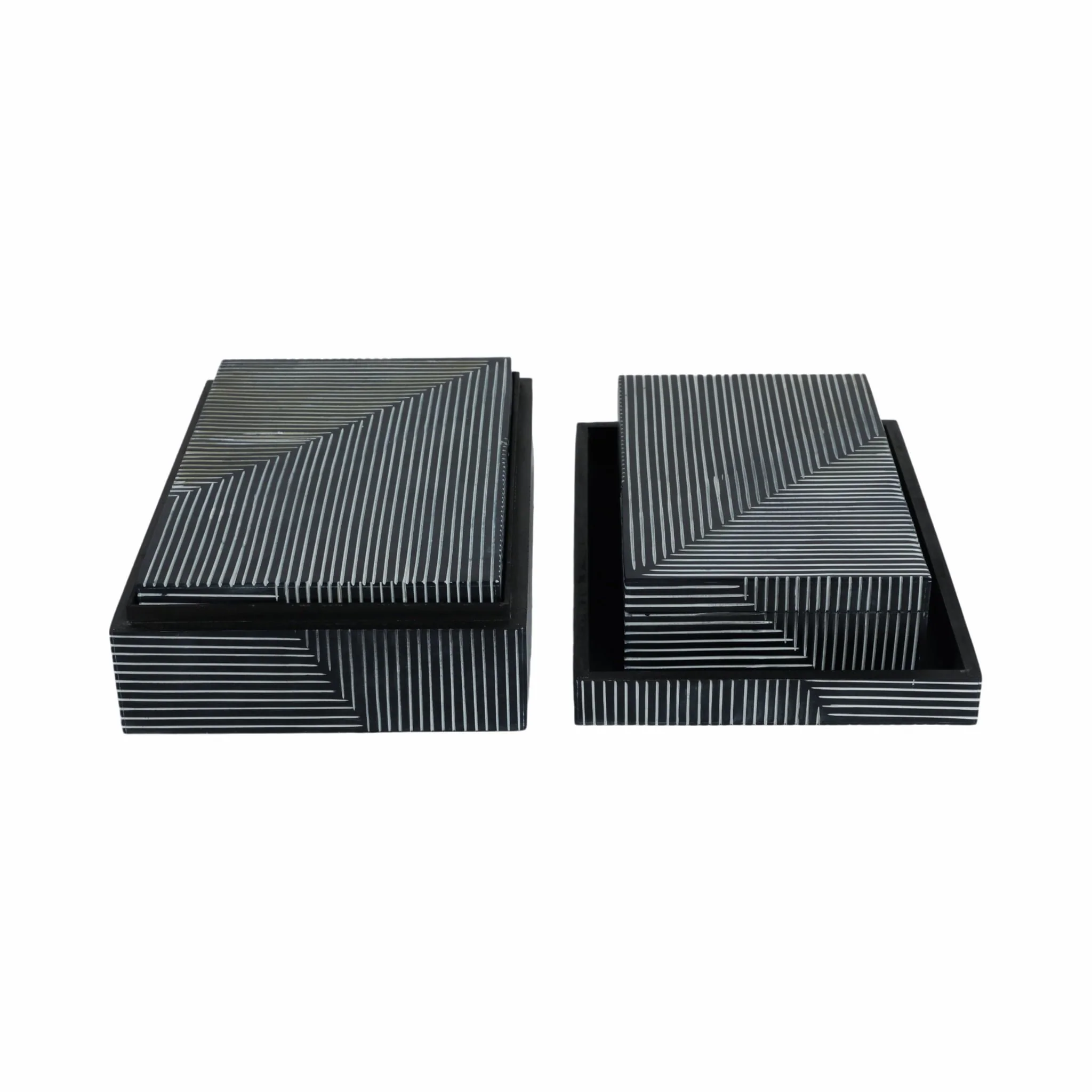Resin, S/3 10/11/12" Pinstripe Boxes, Navy - Image 3